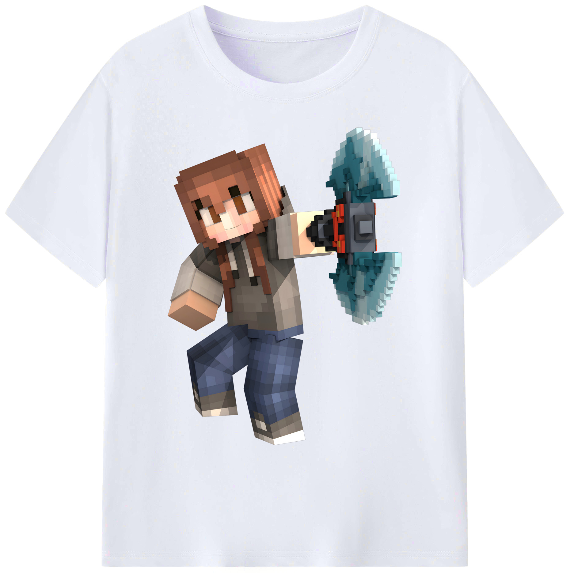（画像用） マインクラフト ブロックの世界 Minecraft MC Block world 綿100％ メンズ半袖Tシャツ｜肌触りやわらか＆通気性