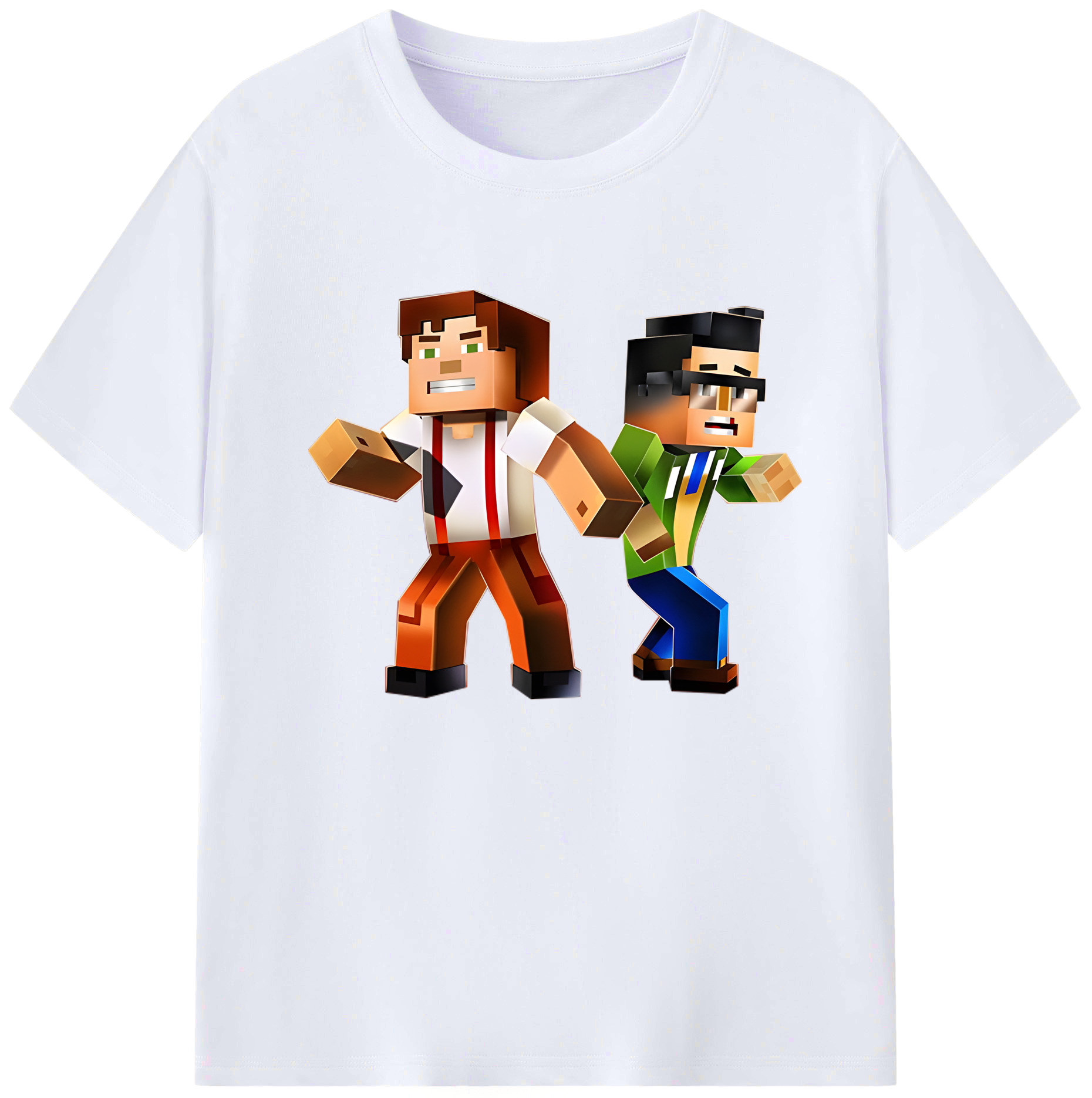 （画像用） マインクラフト ブロックの世界 Minecraft MC Block world 綿100％ メンズ半袖Tシャツ｜肌触りやわらか＆通気性