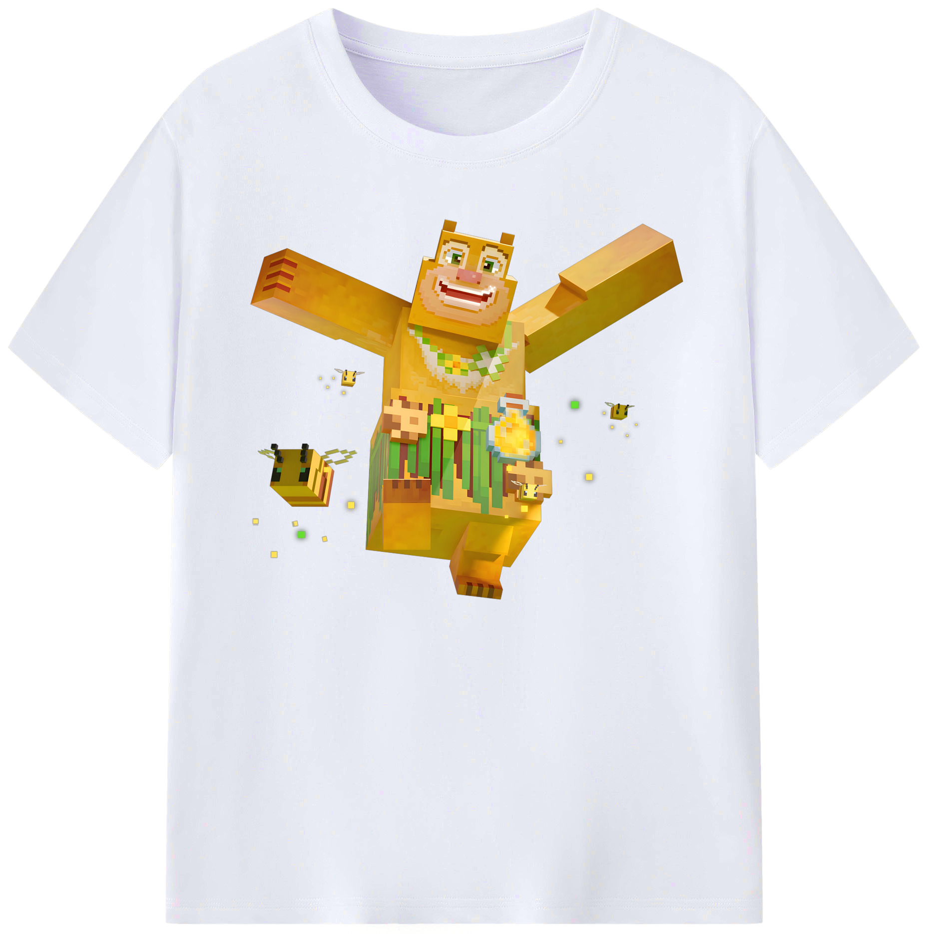 （画像用） マインクラフト ブロックの世界 Minecraft MC Block world 綿100％ メンズ半袖Tシャツ｜肌触りやわらか＆通気性