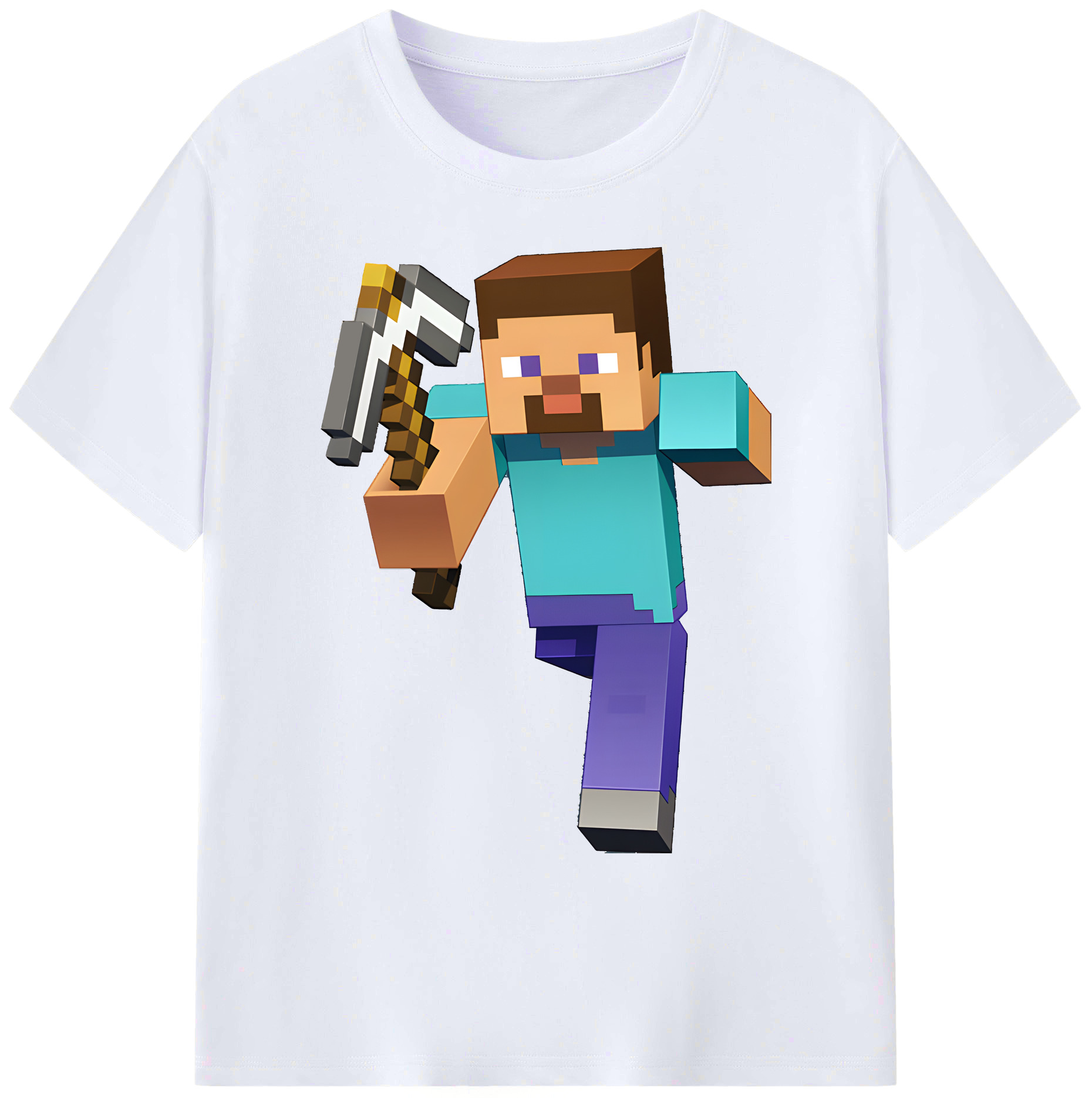 （画像用） マインクラフト ブロックの世界 Minecraft MC Block world 綿100％ メンズ半袖Tシャツ｜肌触りやわらか＆通気性