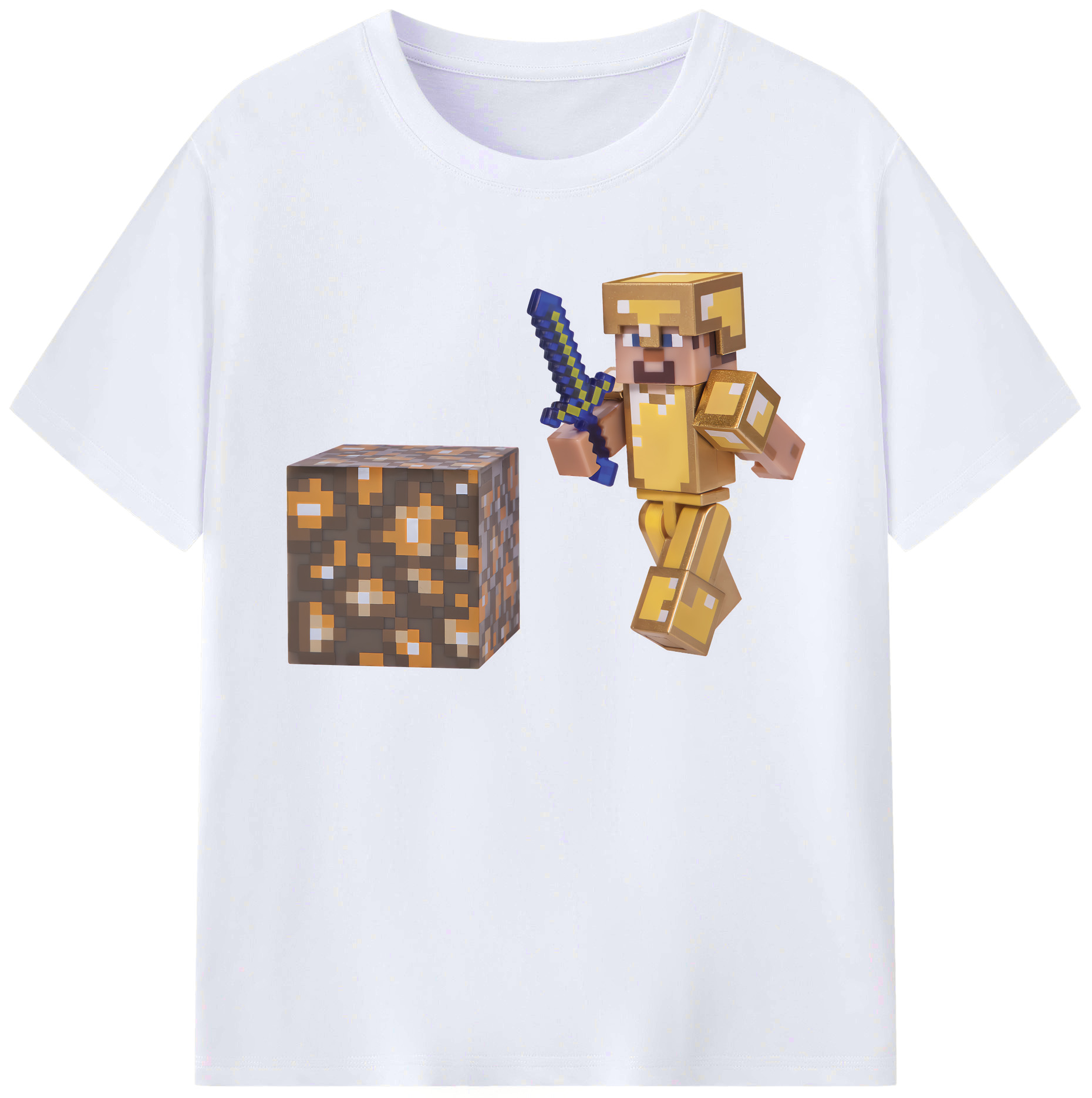 （画像用） マインクラフト ブロックの世界 Minecraft MC Block world 綿100％ メンズ半袖Tシャツ｜肌触りやわらか＆通気性