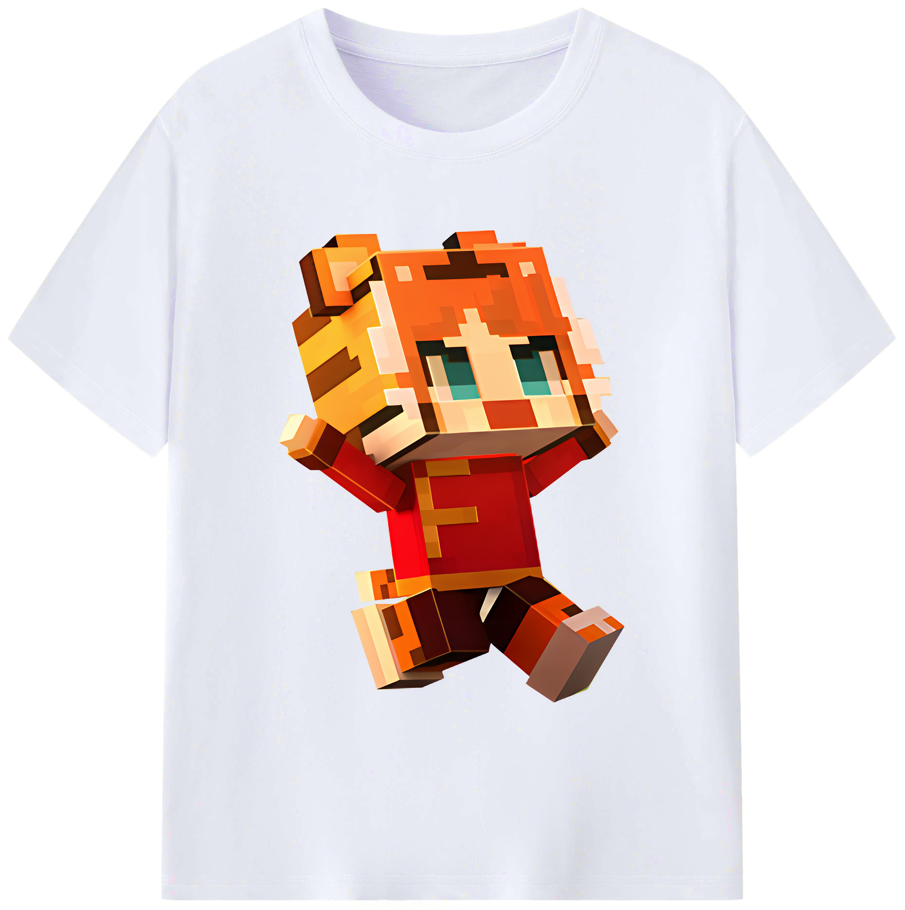 （画像用） マインクラフト ブロックの世界 Minecraft MC Block world 綿100％ メンズ半袖Tシャツ｜肌触りやわらか＆通気性