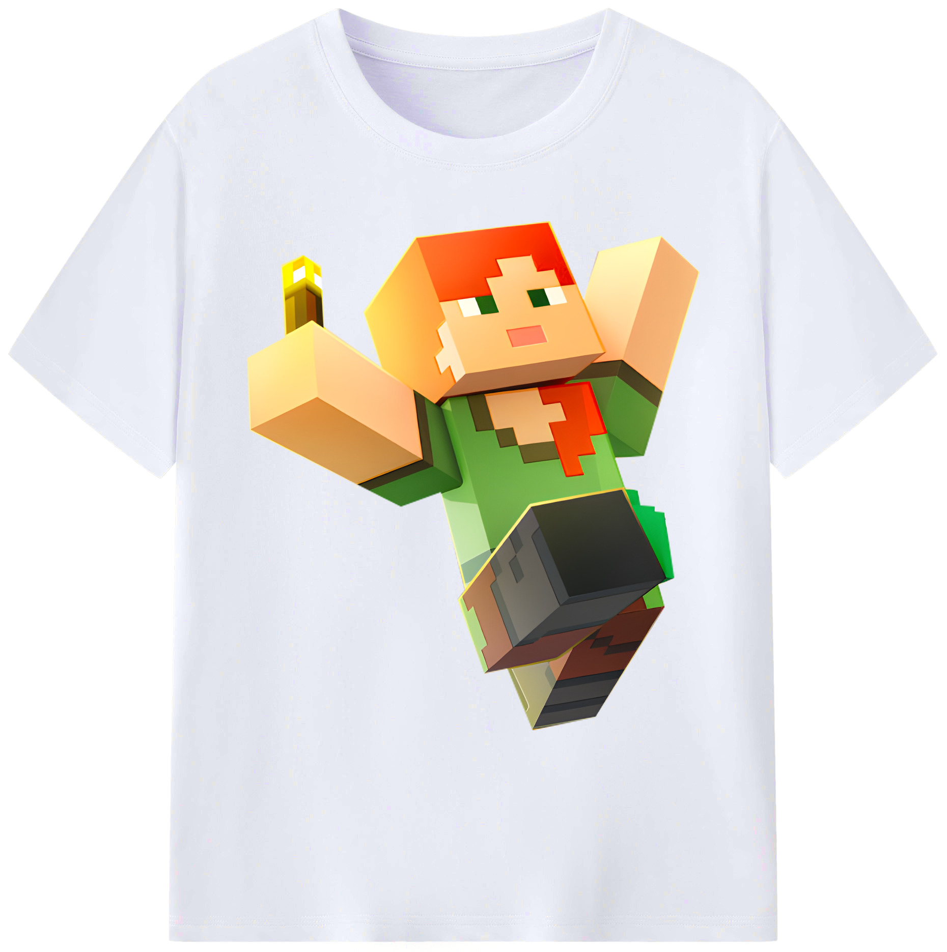（画像用） マインクラフト ブロックの世界 Minecraft MC Block world 綿100％ メンズ半袖Tシャツ｜肌触りやわらか＆通気性