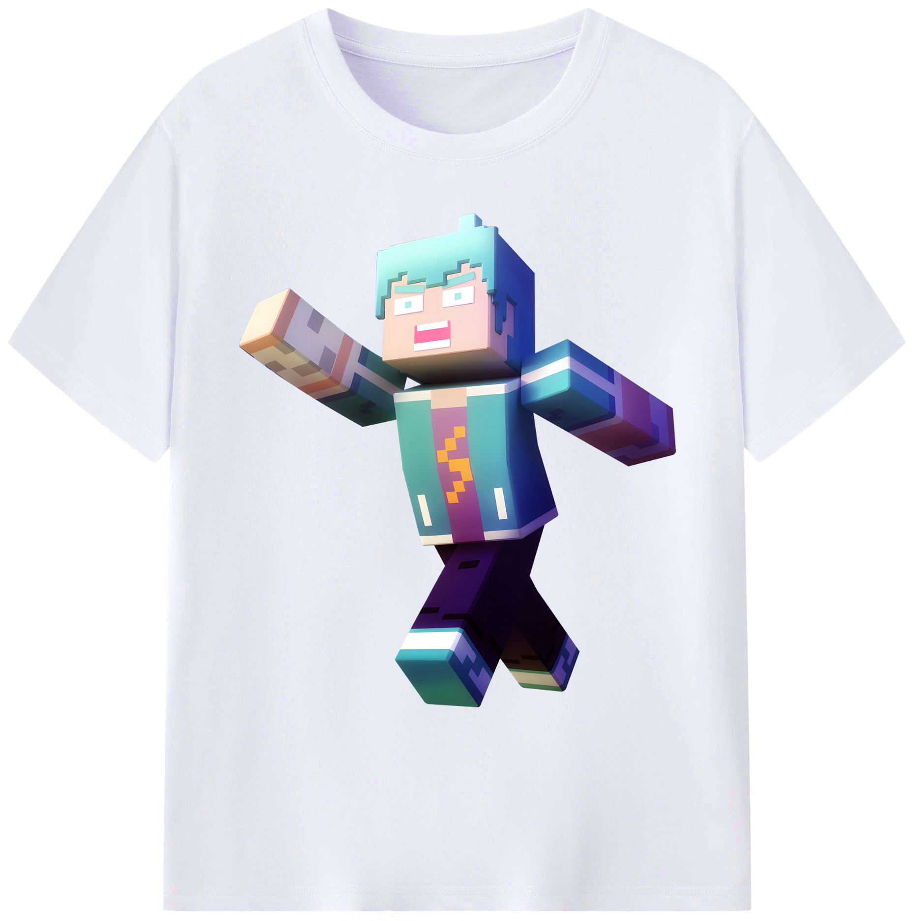 （画像用） マインクラフト ブロックの世界 Minecraft MC Block world 綿100％ メンズ半袖Tシャツ｜肌触りやわらか＆通気性
