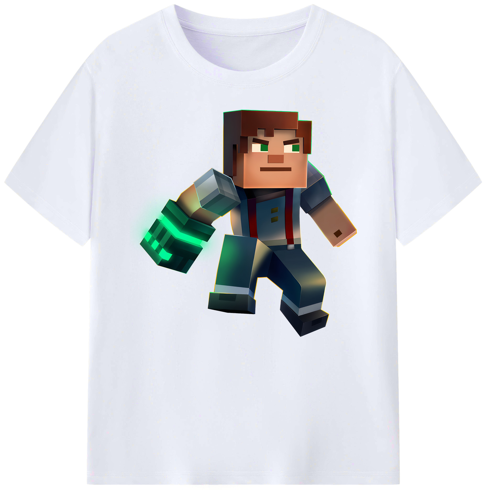 （画像用） マインクラフト ブロックの世界 Minecraft MC Block world 綿100％ メンズ半袖Tシャツ｜肌触りやわらか＆通気性