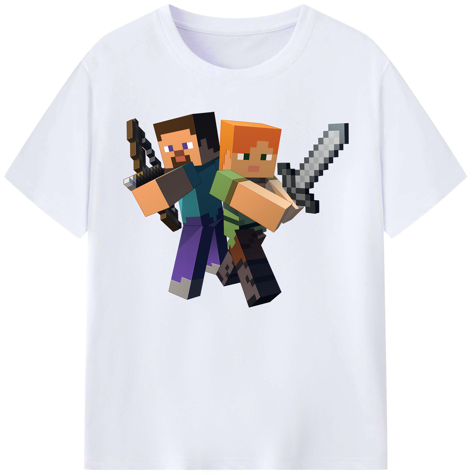 （画像用） マインクラフト ブロックの世界 Minecraft MC Block world 綿100％ メンズ半袖Tシャツ｜肌触りやわらか＆通気性