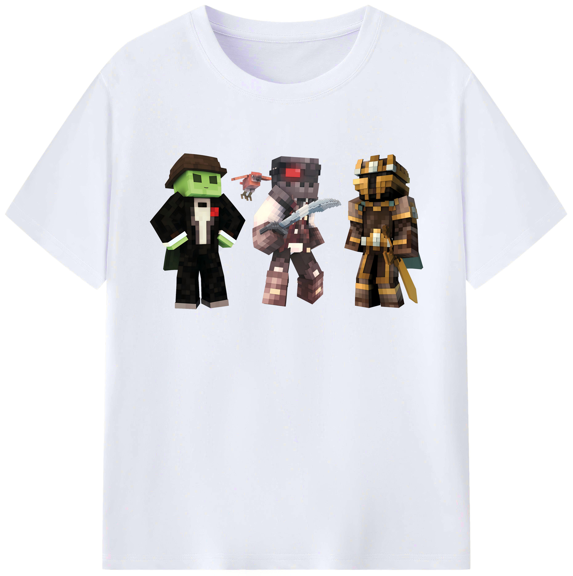 （画像用） マインクラフト ブロックの世界 Minecraft MC Block world 綿100％ メンズ半袖Tシャツ｜肌触りやわらか＆通気性