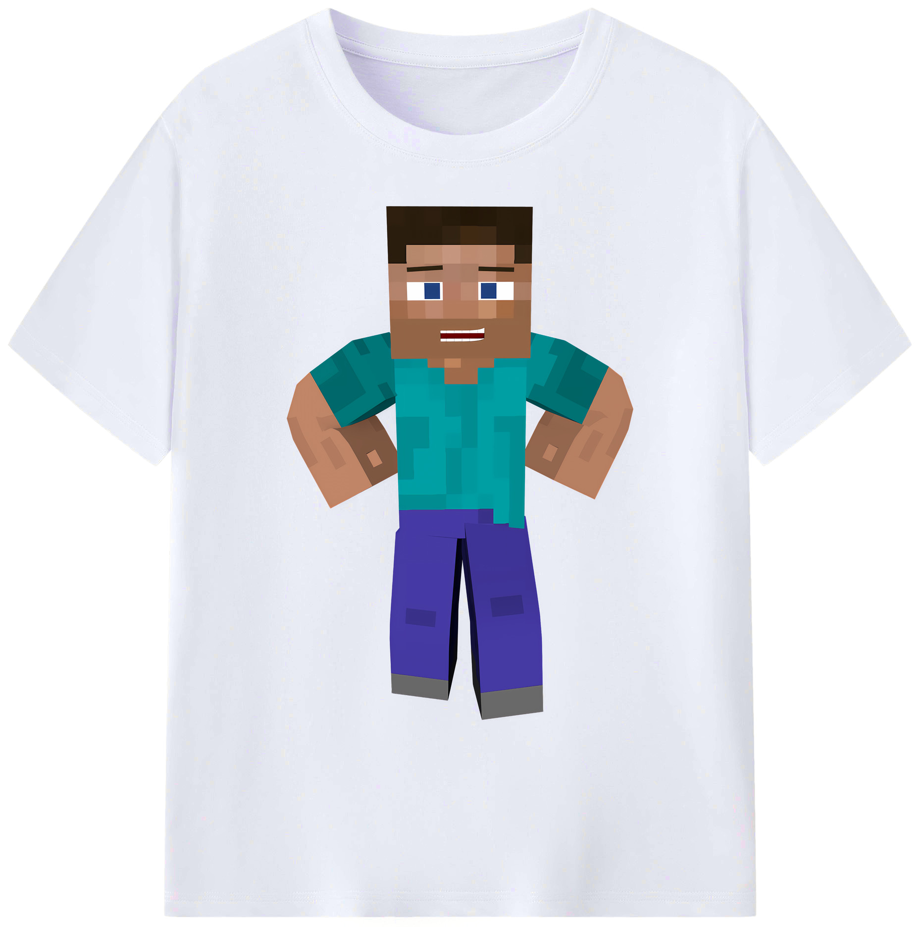 （画像用） マインクラフト ブロックの世界 Minecraft MC Block world 綿100％ メンズ半袖Tシャツ｜肌触りやわらか＆通気性
