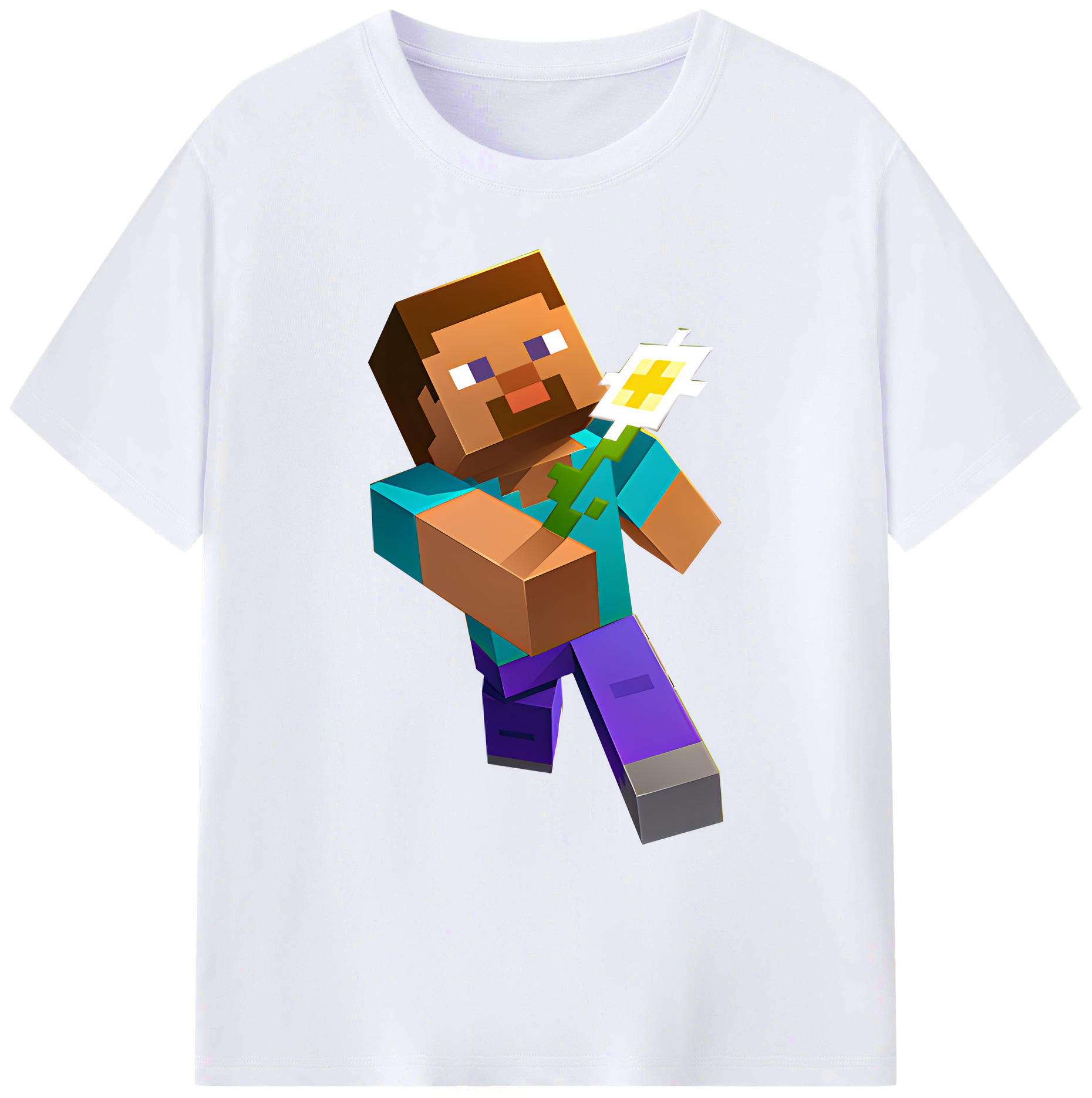 （画像用） マインクラフト ブロックの世界 Minecraft MC Block world 綿100％ メンズ半袖Tシャツ｜肌触りやわらか＆通気性