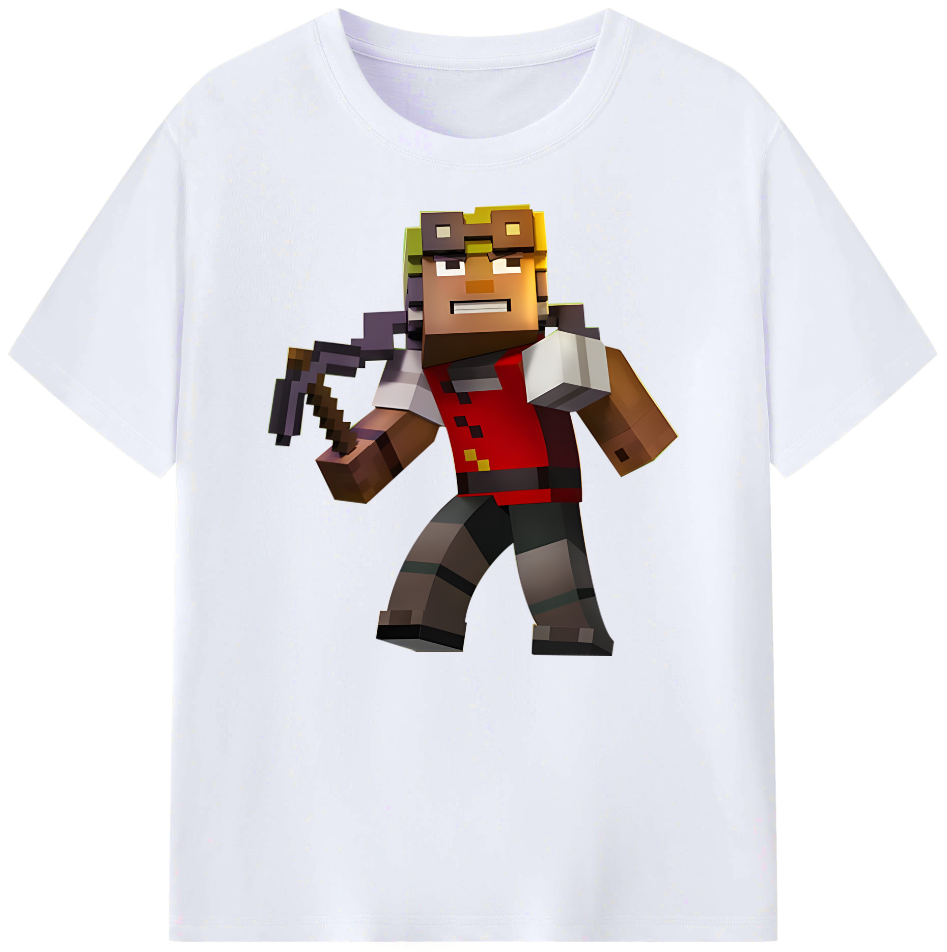 （画像用） マインクラフト ブロックの世界 Minecraft MC Block world 綿100％ メンズ半袖Tシャツ｜肌触りやわらか＆通気性