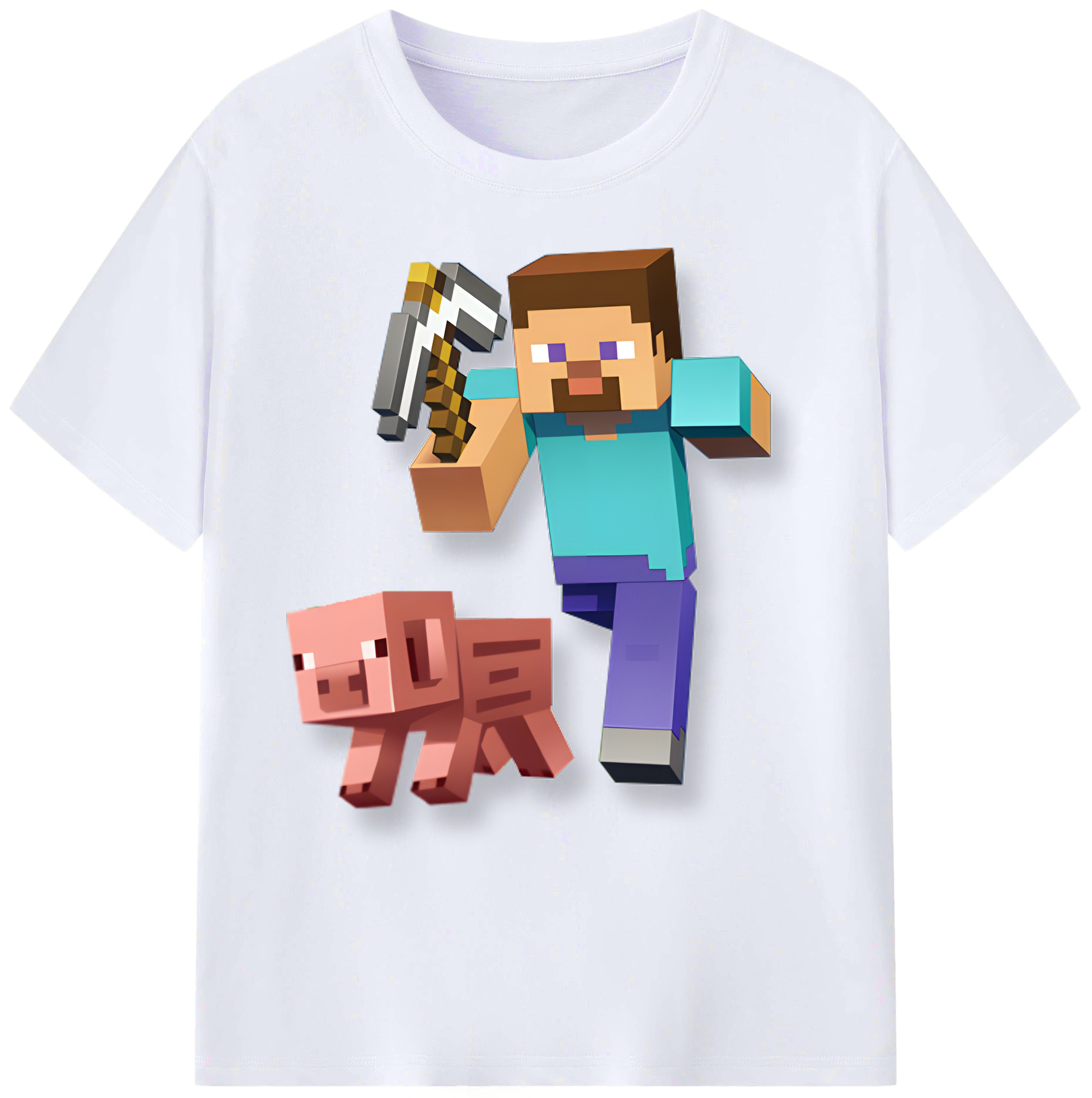 （画像用） マインクラフト ブロックの世界 Minecraft MC Block world 綿100％ メンズ半袖Tシャツ｜肌触りやわらか＆通気性