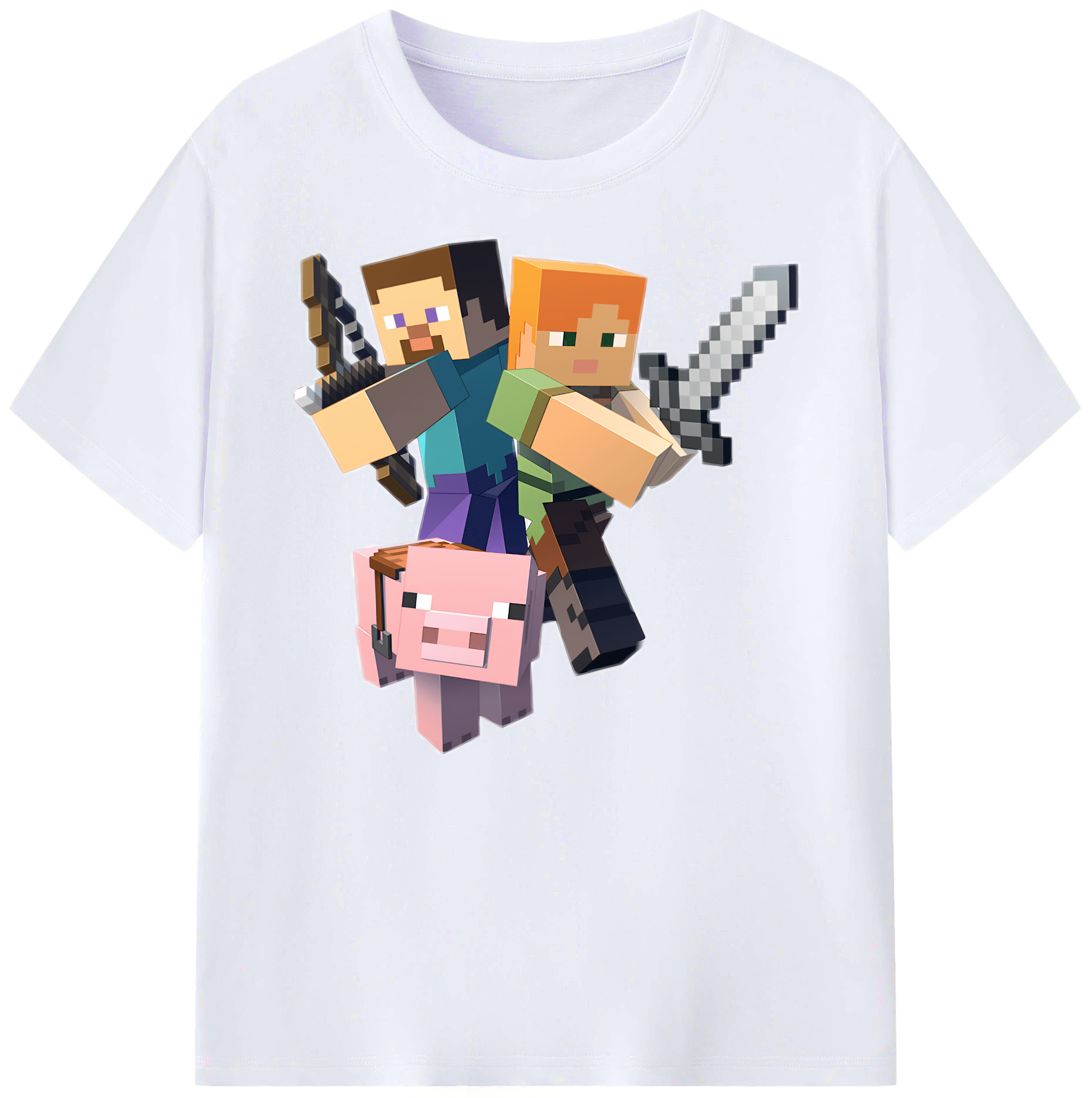 （画像用） マインクラフト ブロックの世界 Minecraft MC Block world 綿100％ メンズ半袖Tシャツ｜肌触りやわらか＆通気性