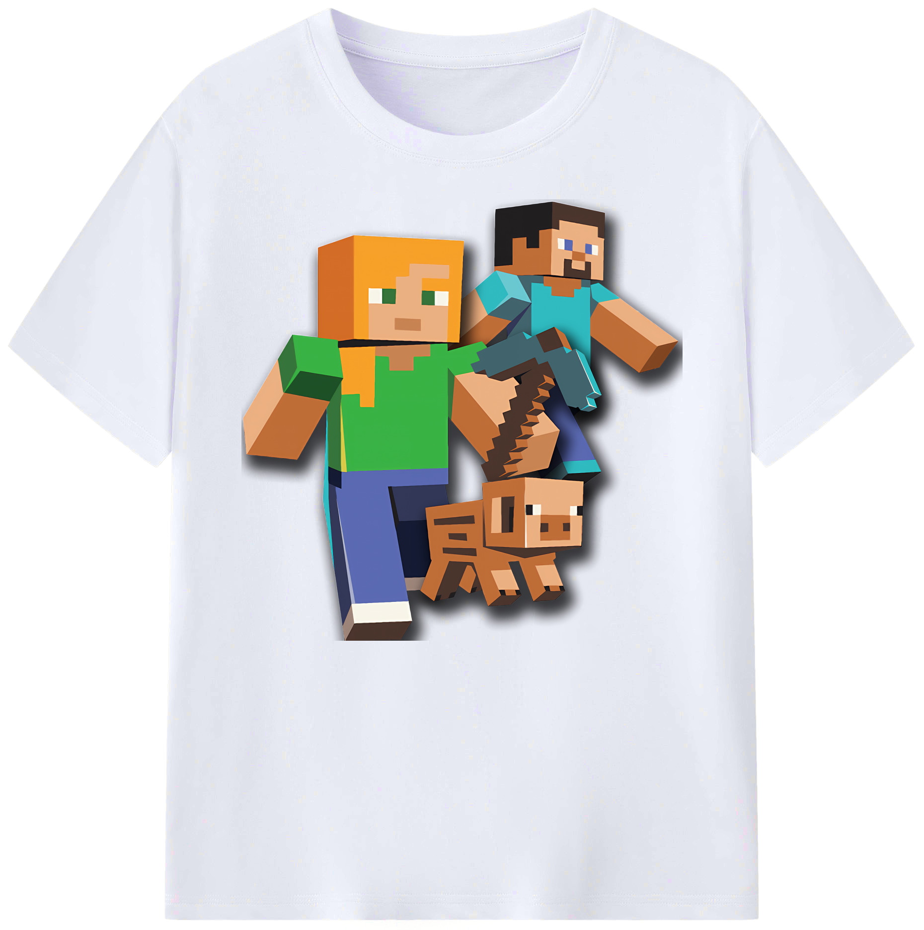 （画像用） マインクラフト ブロックの世界 Minecraft MC Block world 綿100％ メンズ半袖Tシャツ｜肌触りやわらか＆通気性