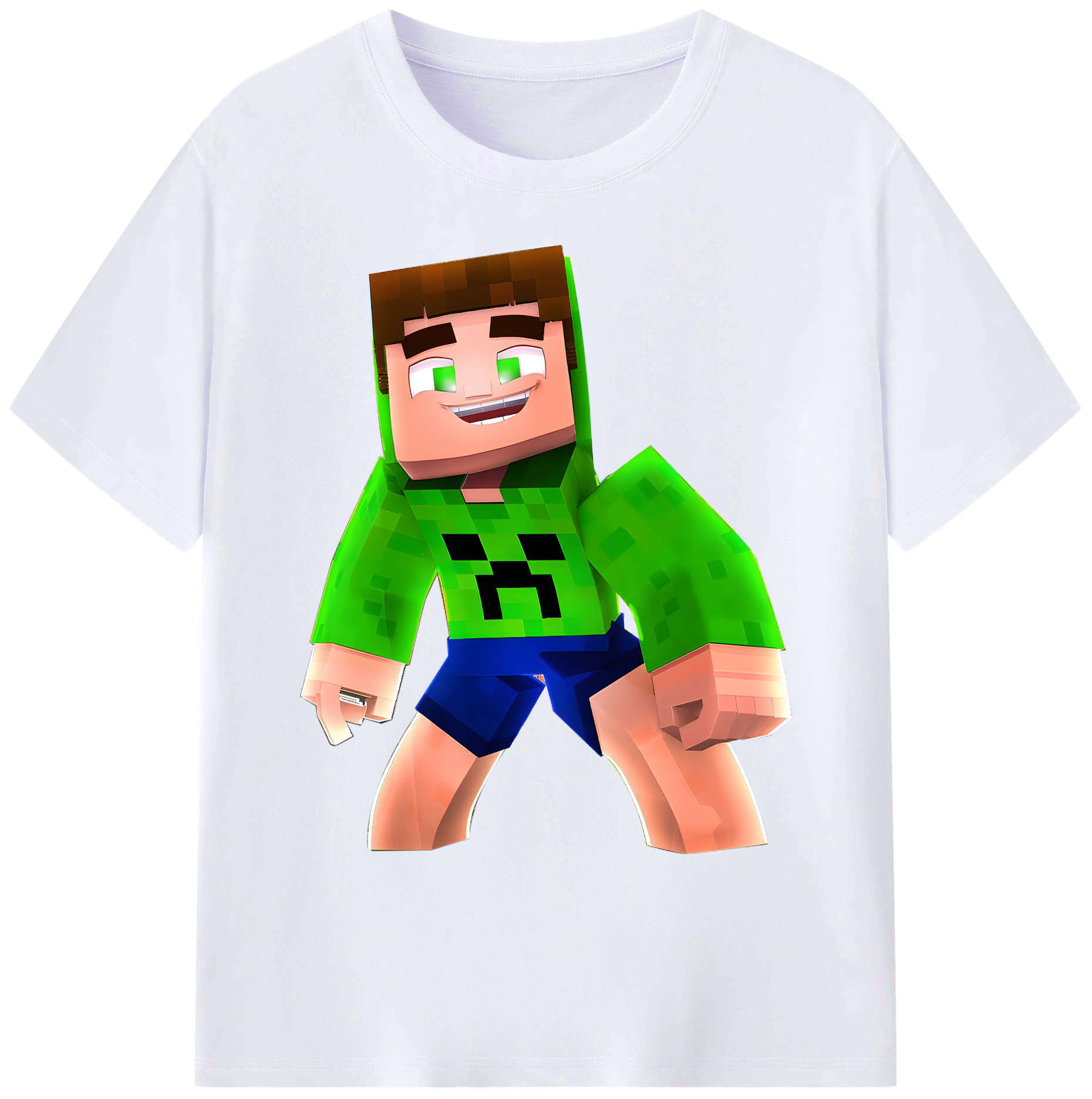 （画像用） マインクラフト ブロックの世界 Minecraft MC Block world 綿100％ メンズ半袖Tシャツ｜肌触りやわらか＆通気性