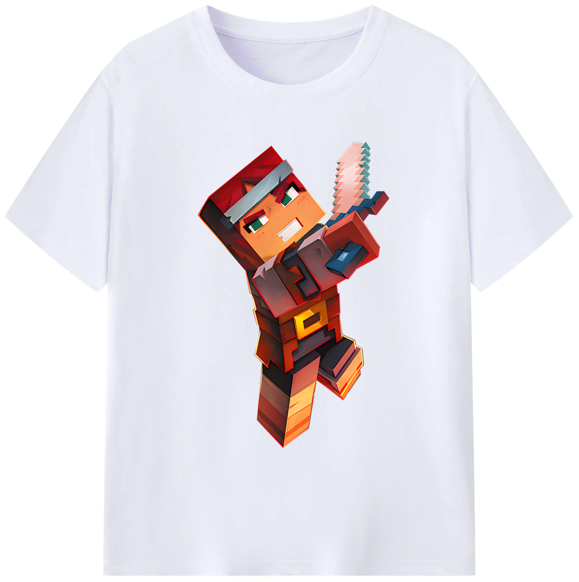 （画像用） マインクラフト ブロックの世界 Minecraft MC Block world 綿100％ メンズ半袖Tシャツ｜肌触りやわらか＆通気性