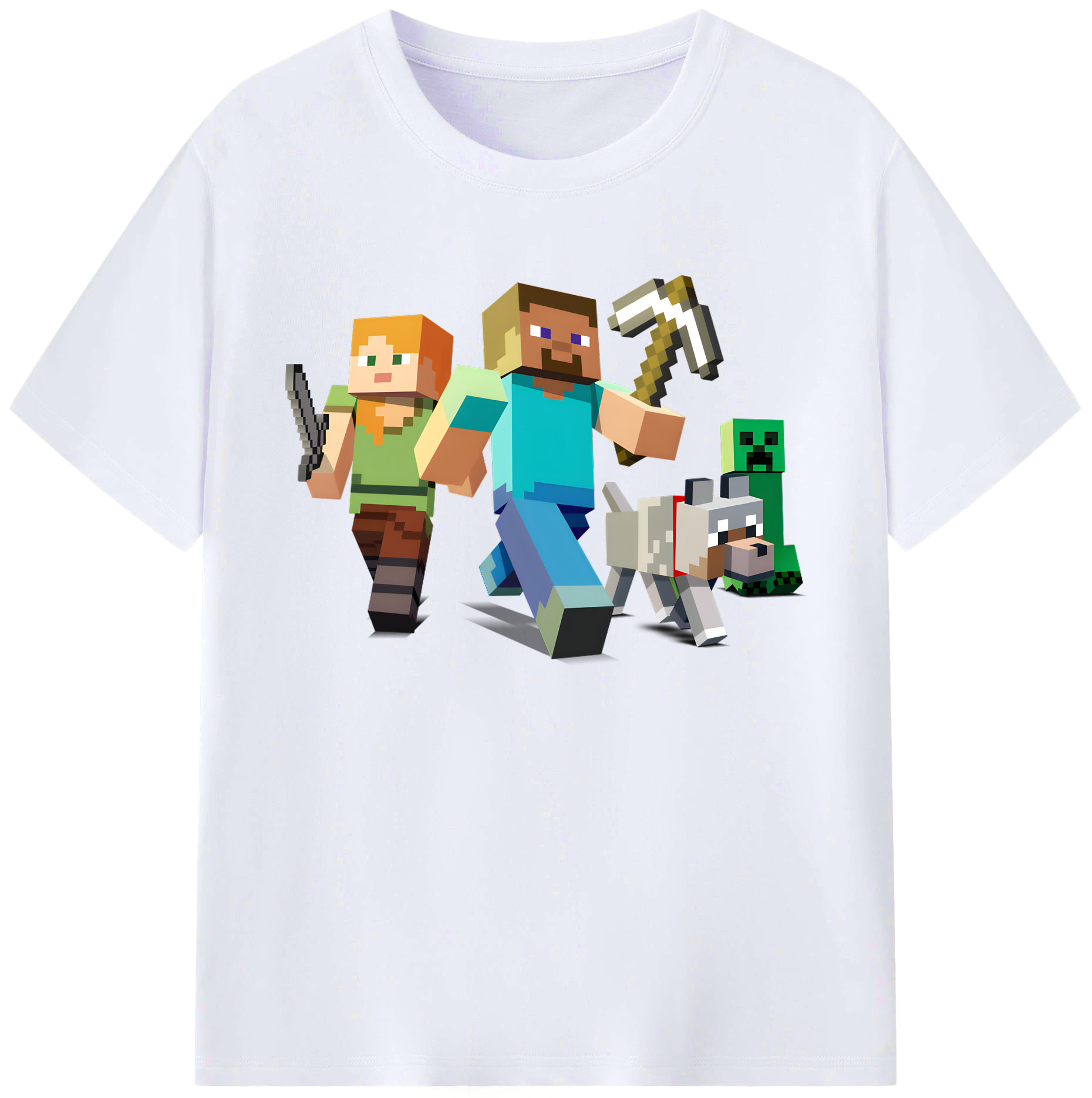 （画像用） マインクラフト ブロックの世界 Minecraft MC Block world 綿100％ メンズ半袖Tシャツ｜肌触りやわらか＆通気性