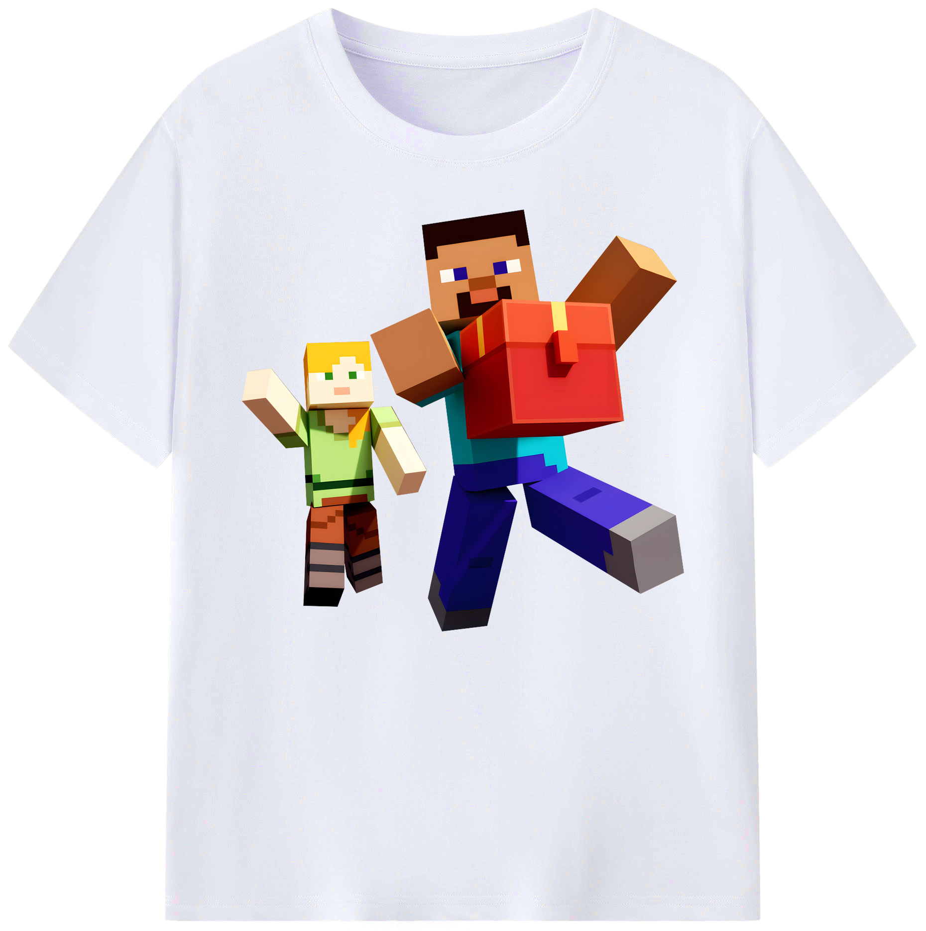 （画像用） マインクラフト ブロックの世界 Minecraft MC Block world 綿100％ メンズ半袖Tシャツ｜肌触りやわらか＆通気性