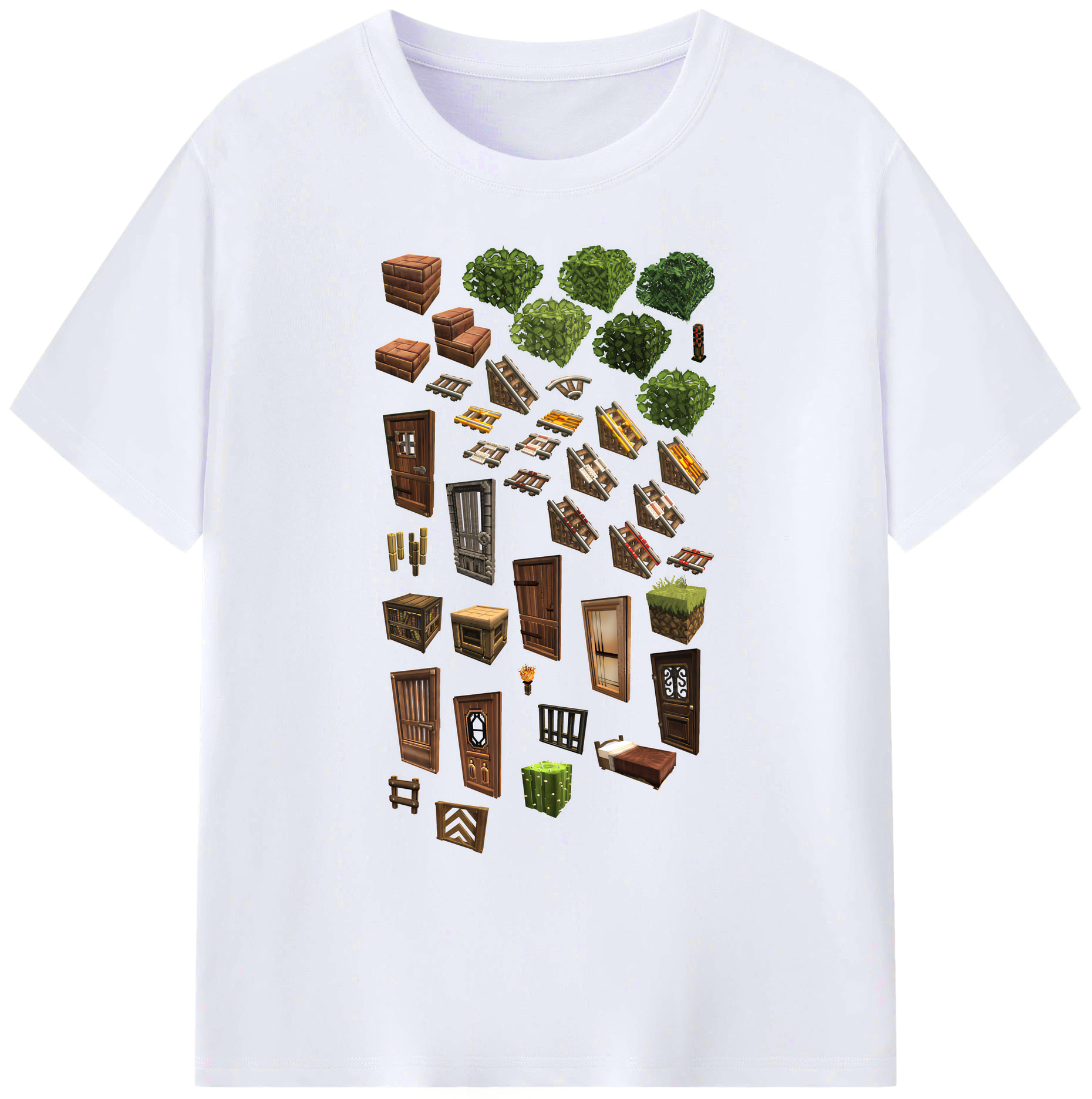 （画像用） マインクラフト ブロックの世界 Minecraft MC Block world 綿100％ メンズ半袖Tシャツ｜肌触りやわらか＆通気性
