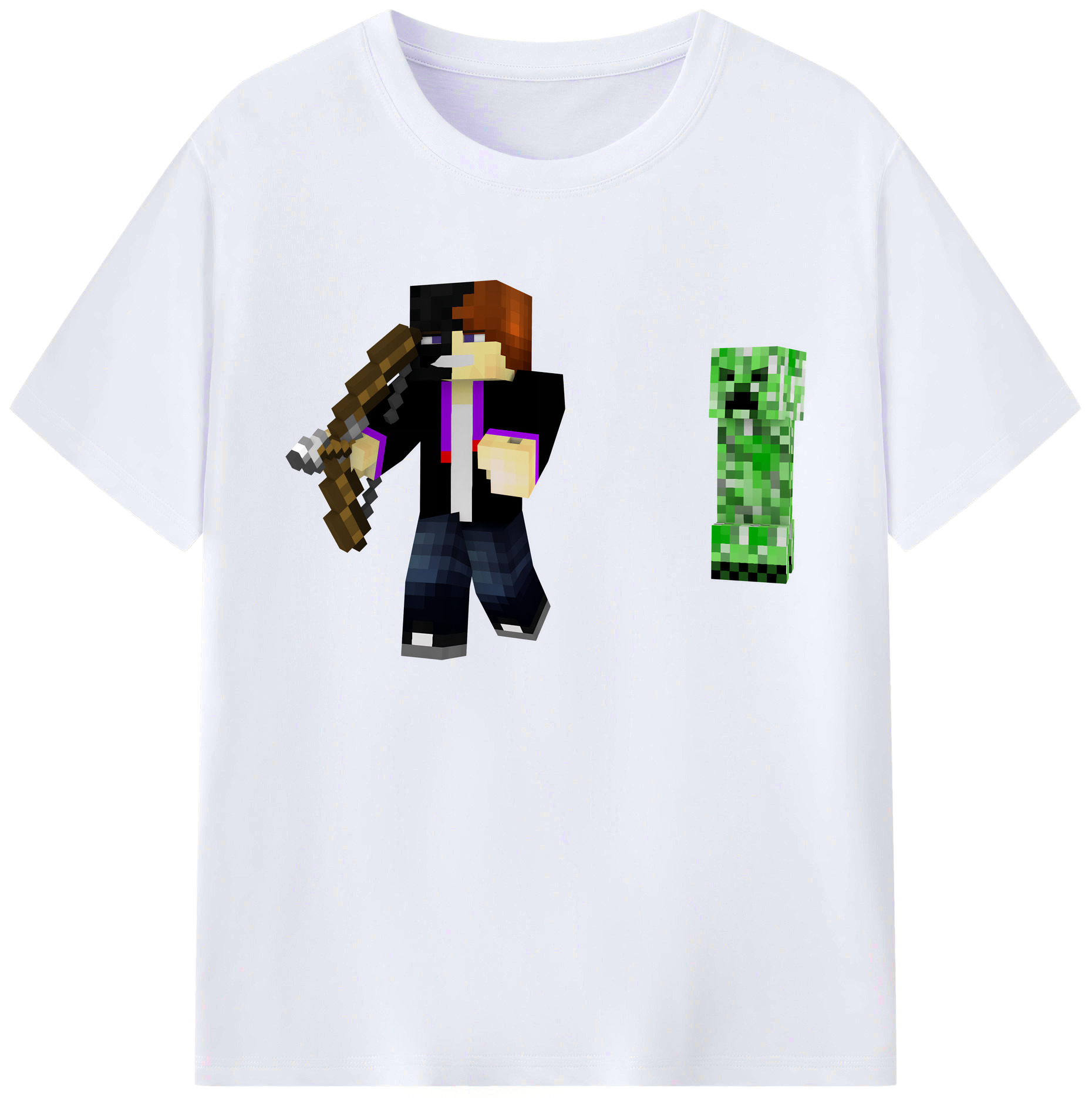（画像用） マインクラフト ブロックの世界 Minecraft MC Block world 綿100％ メンズ半袖Tシャツ｜肌触りやわらか＆通気性
