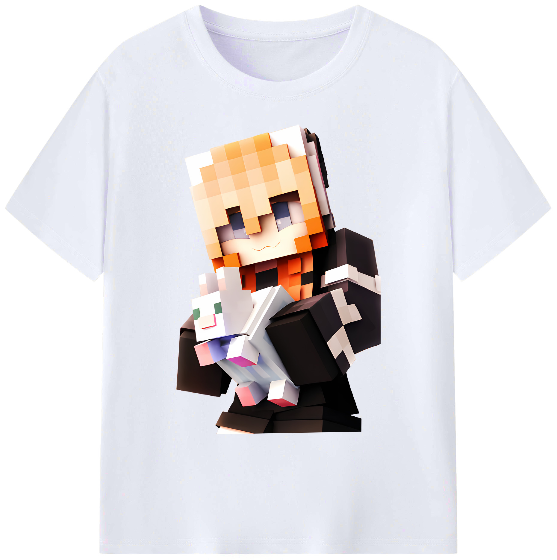 （画像用） マインクラフト ブロックの世界 Minecraft MC Block world 綿100％ メンズ半袖Tシャツ｜肌触りやわらか＆通気性
