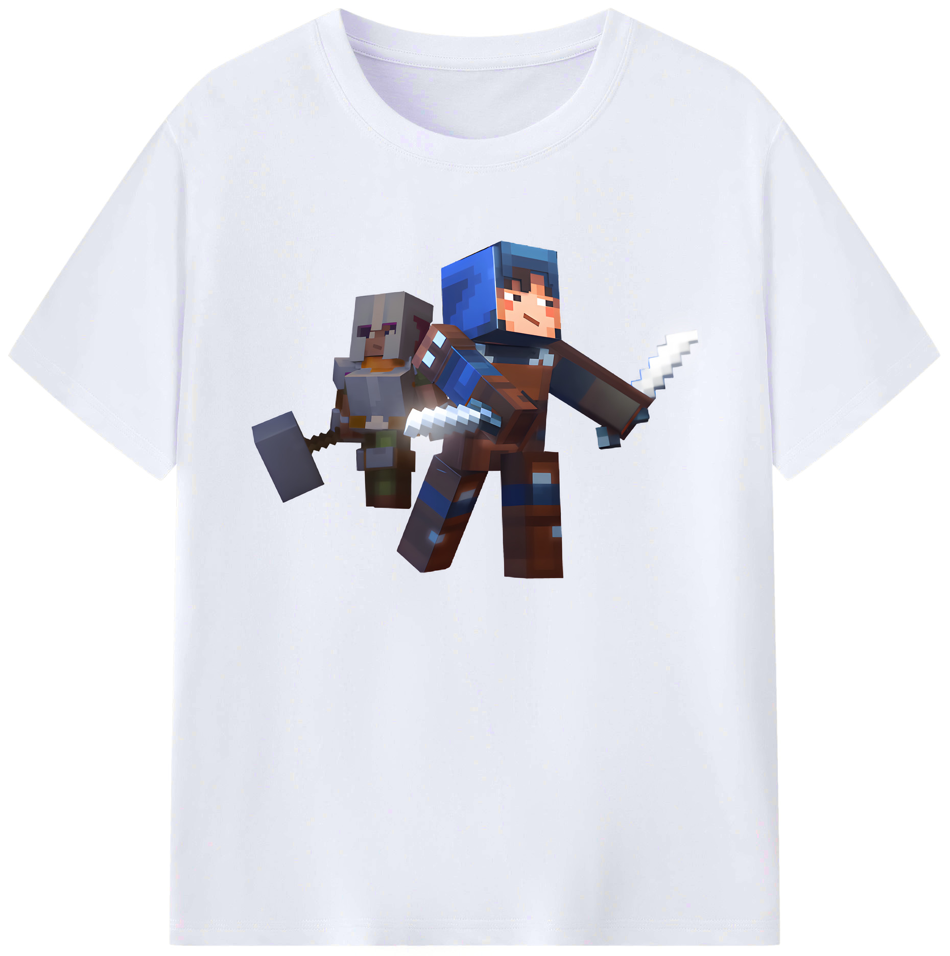 （画像用） マインクラフト ブロックの世界 Minecraft MC Block world 綿100％ メンズ半袖Tシャツ｜肌触りやわらか＆通気性