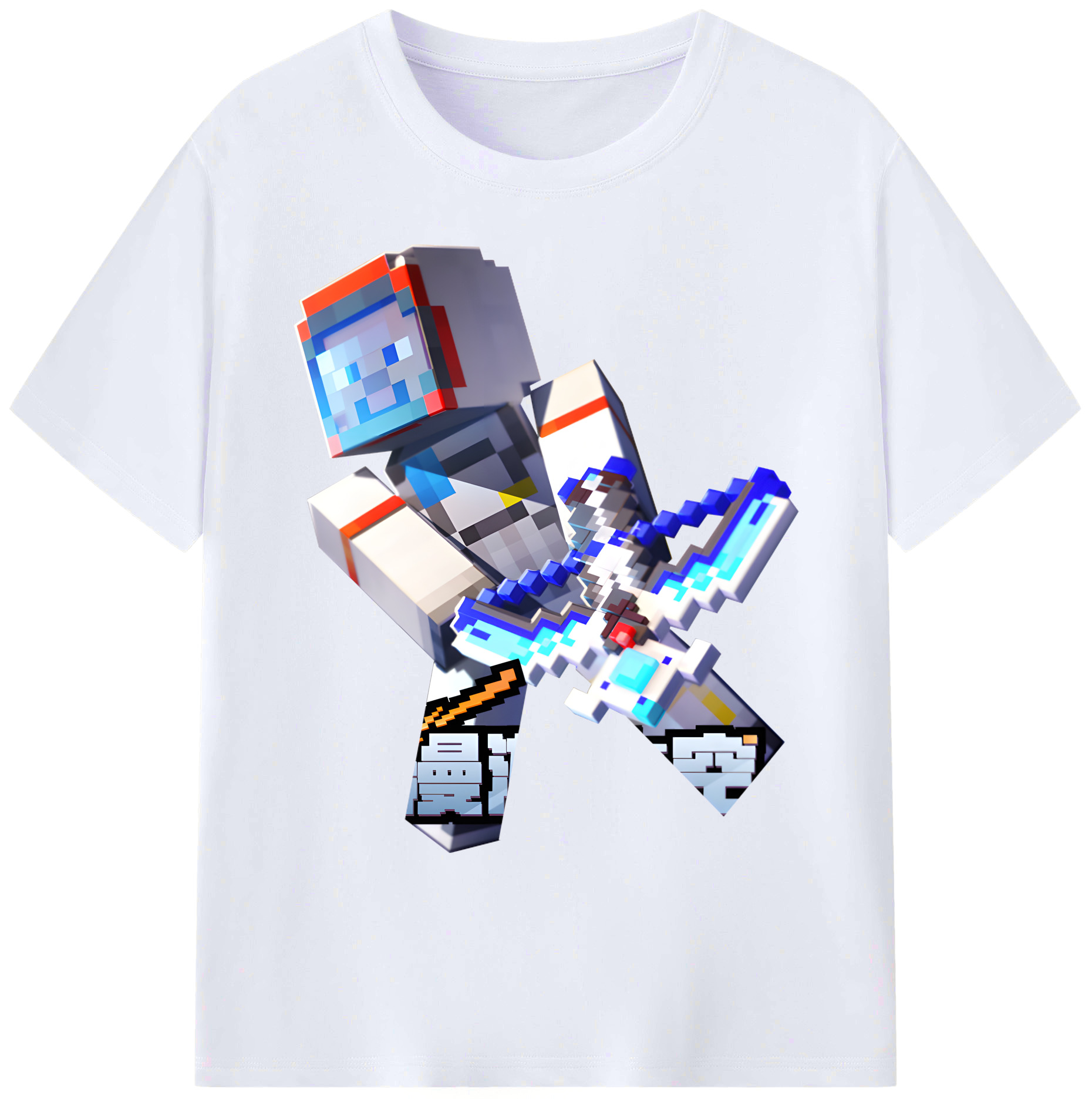 （画像用） マインクラフト ブロックの世界 Minecraft MC Block world 綿100％ メンズ半袖Tシャツ｜肌触りやわらか＆通気性