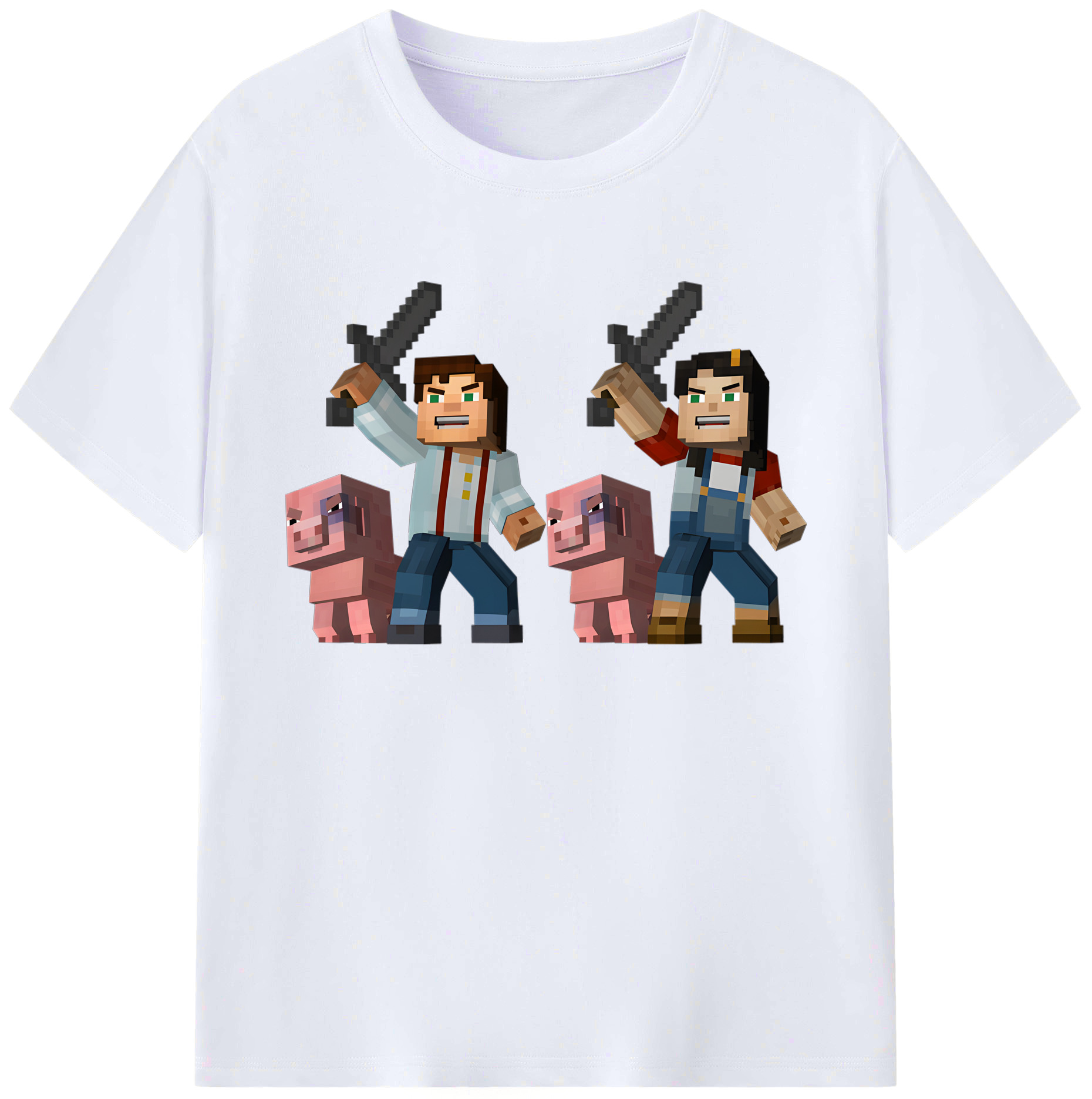 （画像用） マインクラフト ブロックの世界 Minecraft MC Block world 綿100％ メンズ半袖Tシャツ｜肌触りやわらか＆通気性