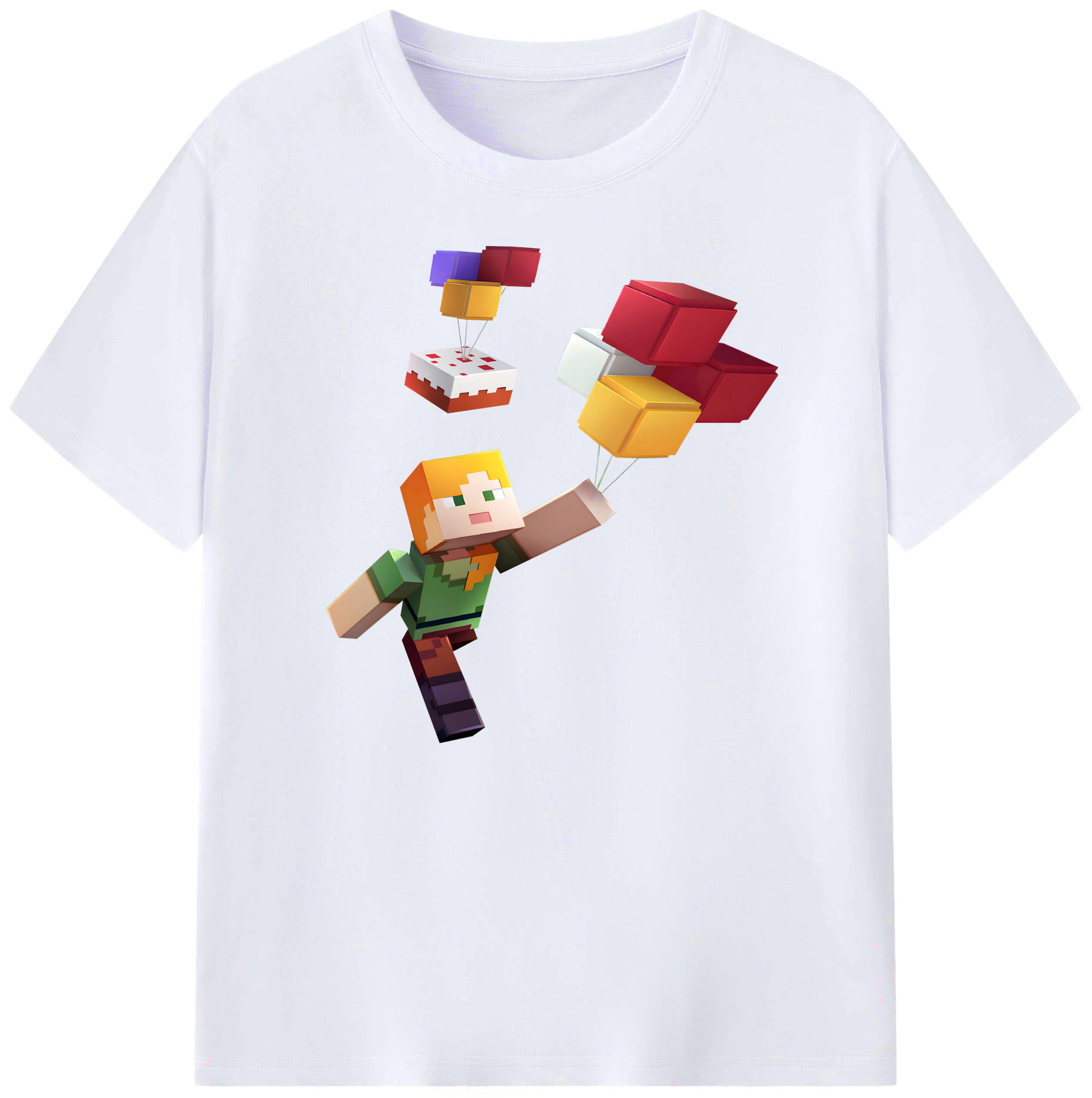 （画像用） マインクラフト ブロックの世界 Minecraft MC Block world 綿100％ メンズ半袖Tシャツ｜肌触りやわらか＆通気性