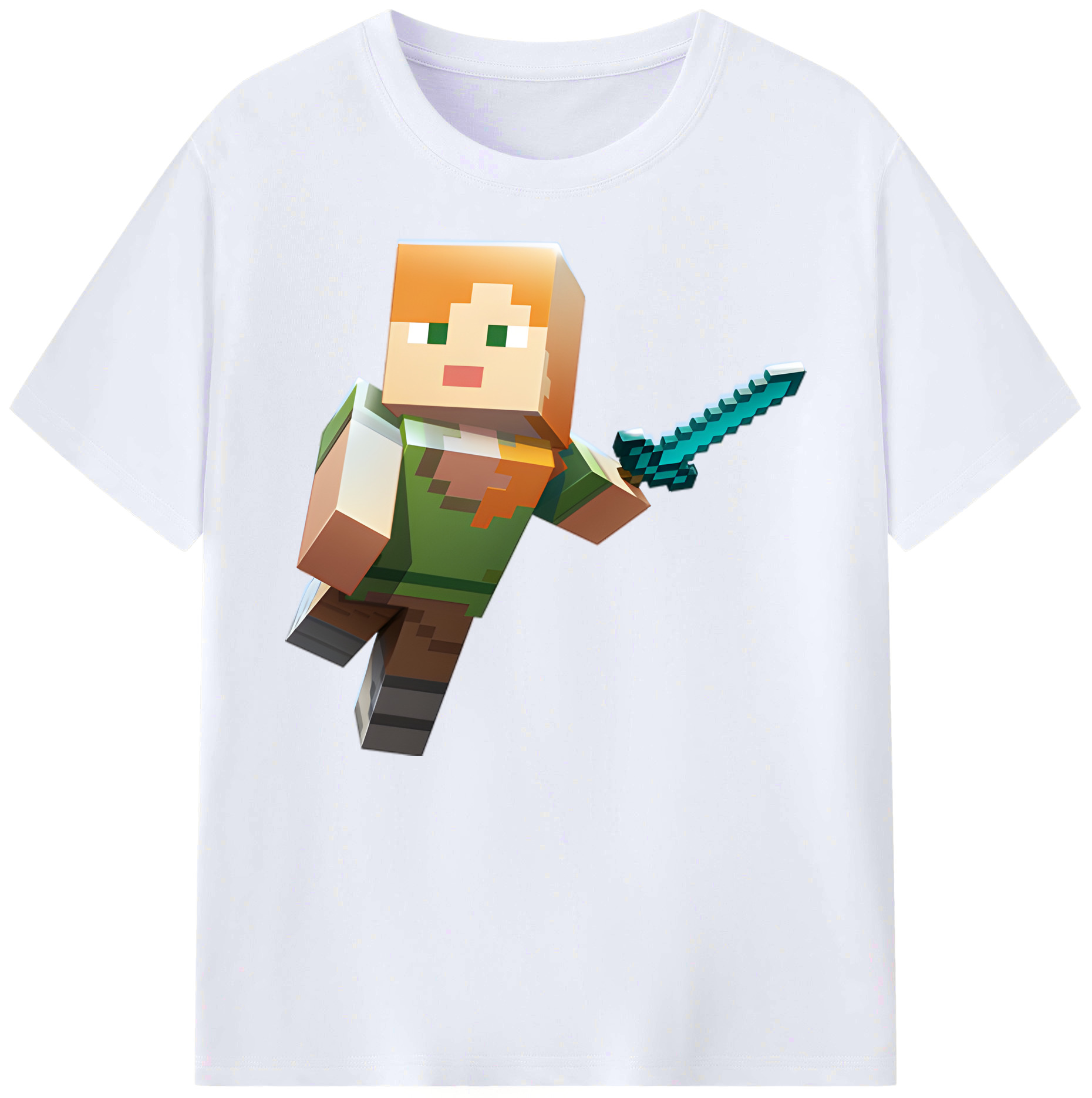 （画像用） マインクラフト ブロックの世界 Minecraft MC Block world 綿100％ メンズ半袖Tシャツ｜肌触りやわらか＆通気性