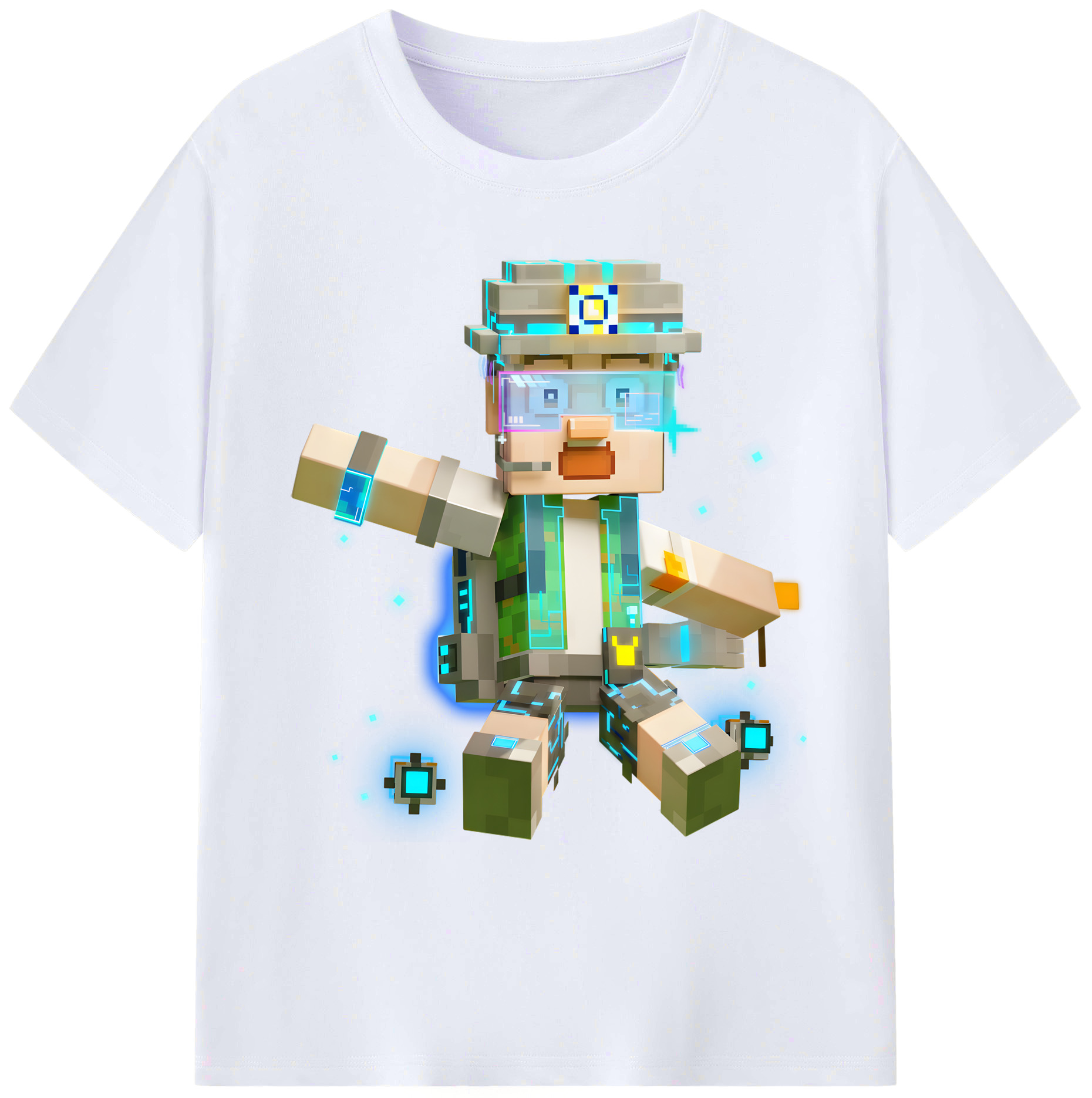 （画像用） マインクラフト ブロックの世界 Minecraft MC Block world 綿100％ メンズ半袖Tシャツ｜肌触りやわらか＆通気性