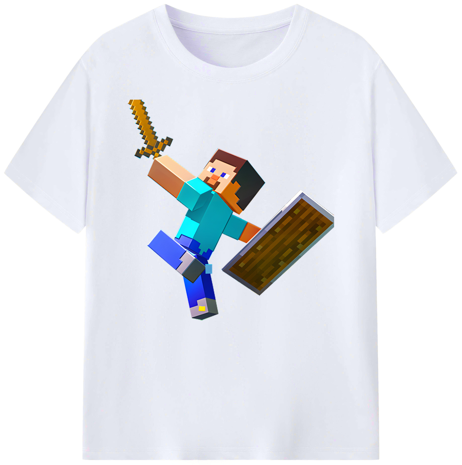 （画像用） マインクラフト ブロックの世界 Minecraft MC Block world 綿100％ メンズ半袖Tシャツ｜肌触りやわらか＆通気性