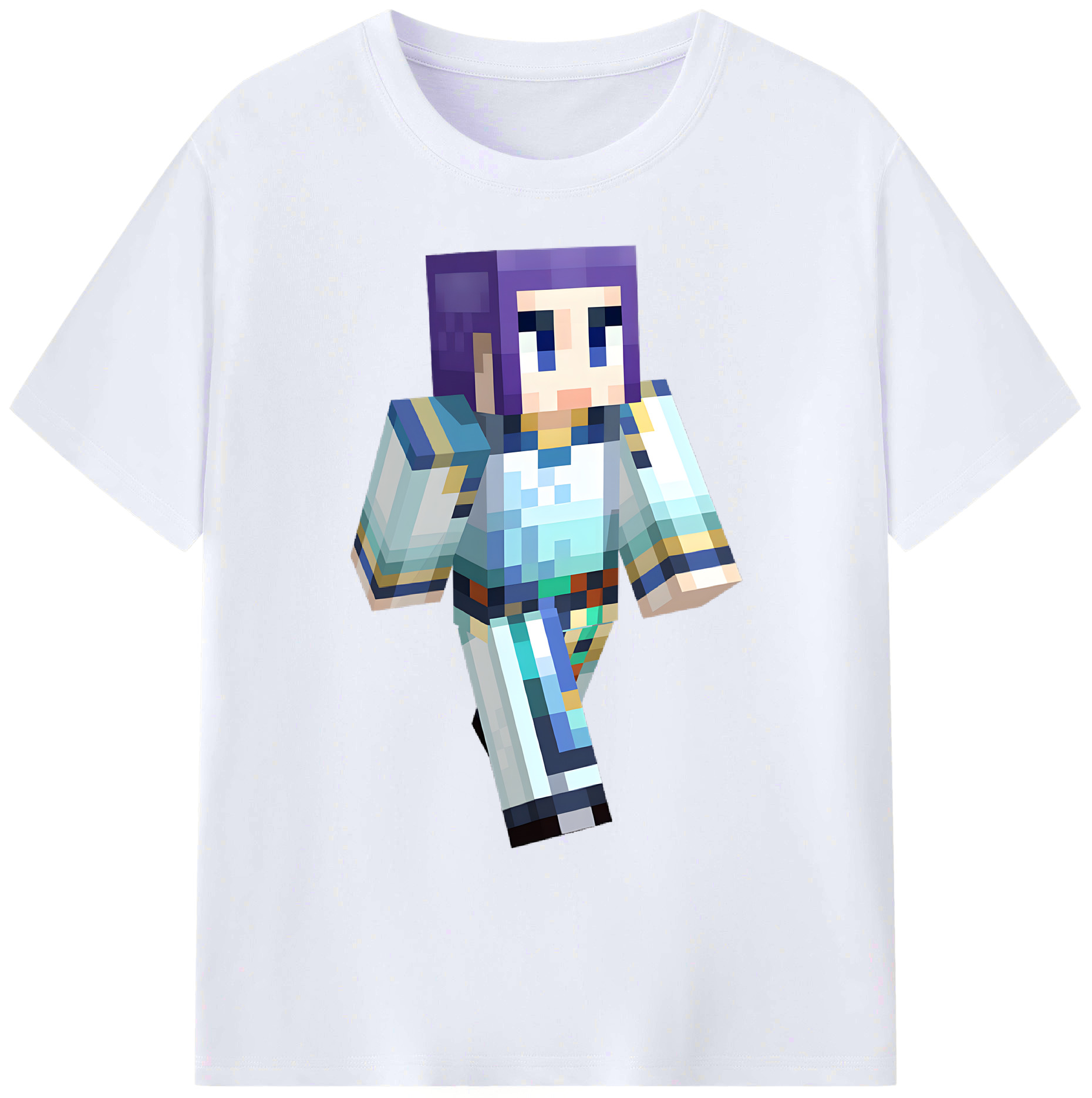 （画像用） マインクラフト ブロックの世界 Minecraft MC Block world 綿100％ メンズ半袖Tシャツ｜肌触りやわらか＆通気性