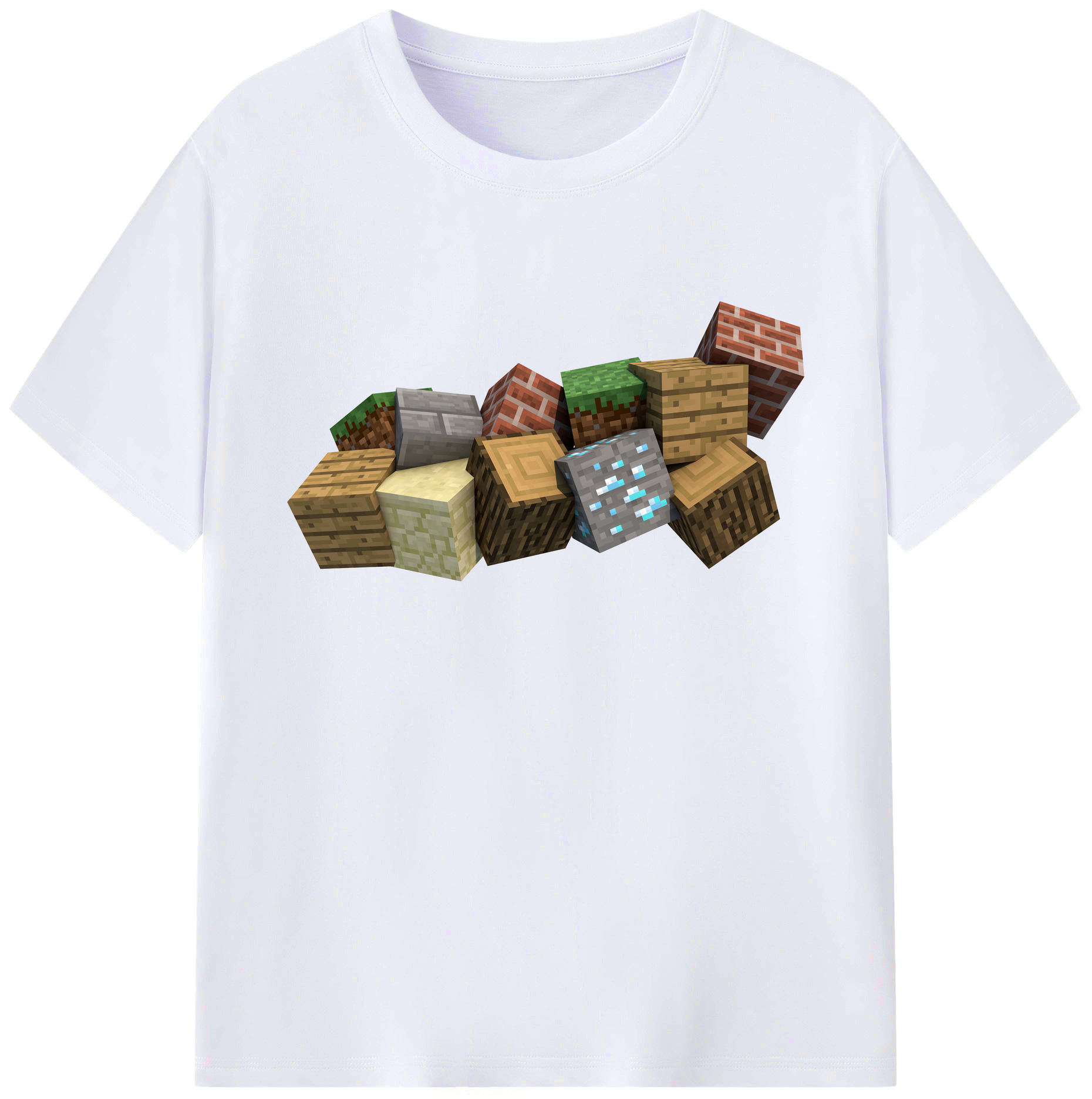 （画像用） マインクラフト ブロックの世界 Minecraft MC Block world 綿100％ メンズ半袖Tシャツ｜肌触りやわらか＆通気性