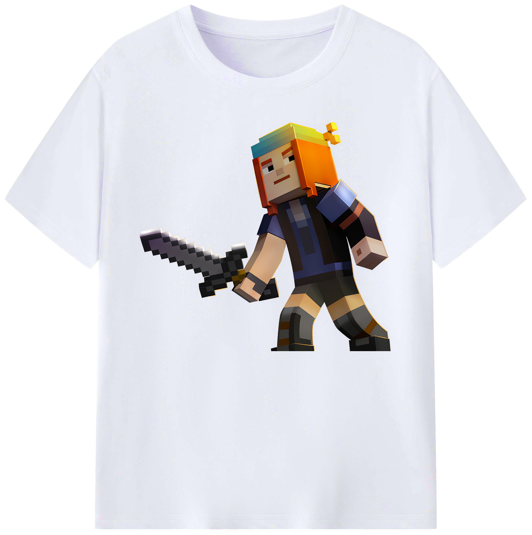 （画像用） マインクラフト ブロックの世界 Minecraft MC Block world 綿100％ メンズ半袖Tシャツ｜肌触りやわらか＆通気性