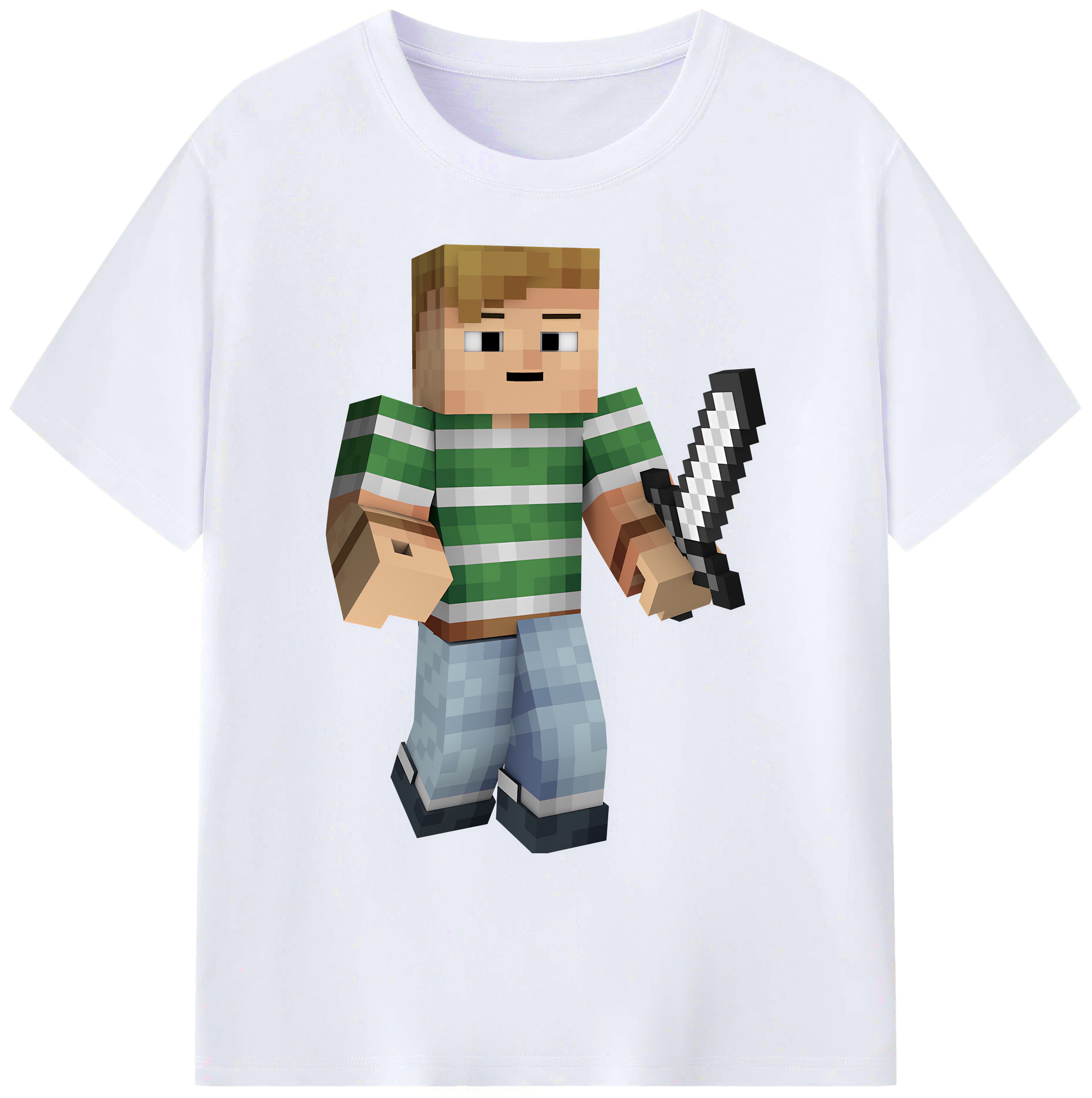 （画像用） マインクラフト ブロックの世界 Minecraft MC Block world 綿100％ メンズ半袖Tシャツ｜肌触りやわらか＆通気性