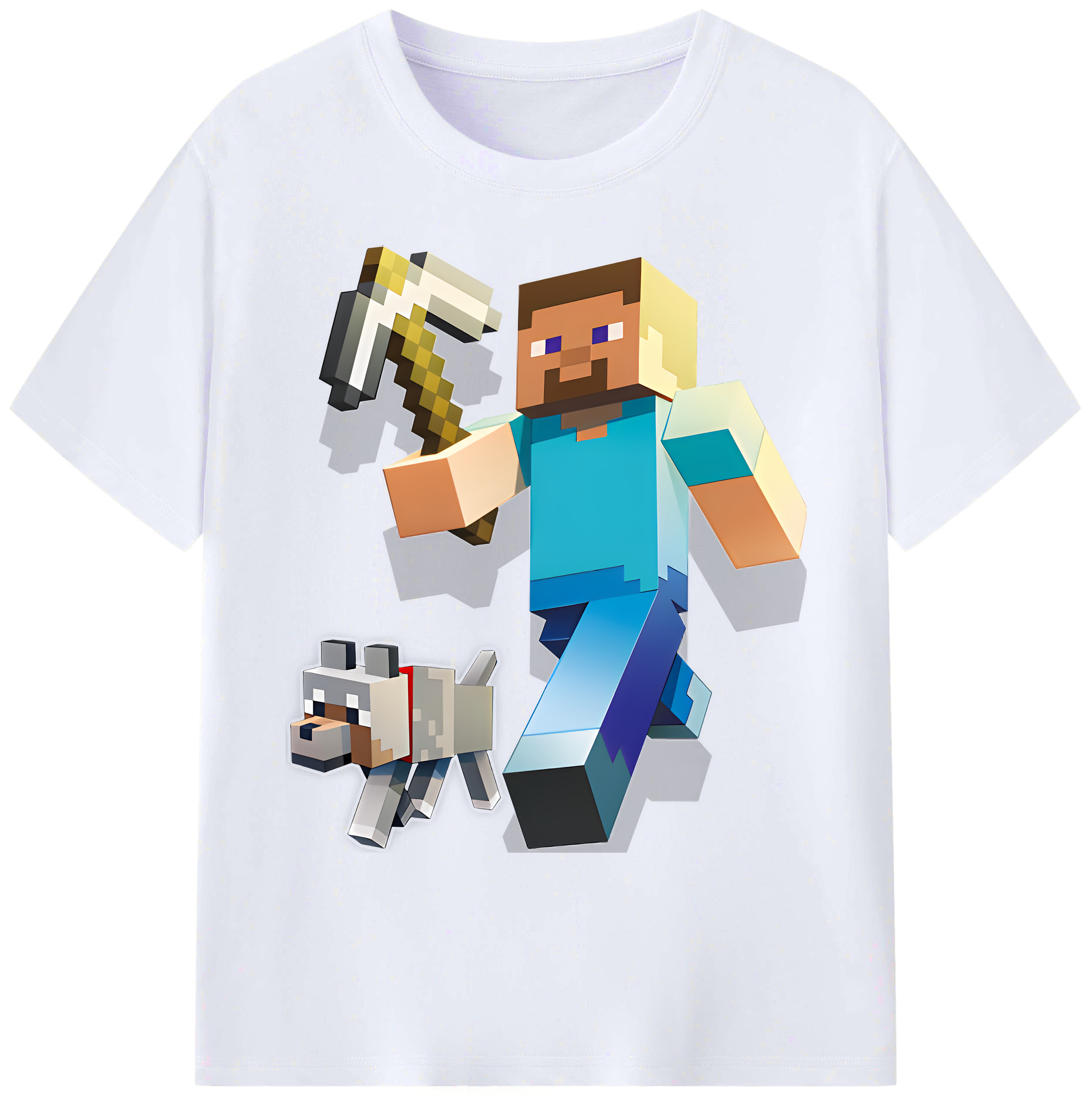 （画像用） マインクラフト ブロックの世界 Minecraft MC Block world 綿100％ メンズ半袖Tシャツ｜肌触りやわらか＆通気性