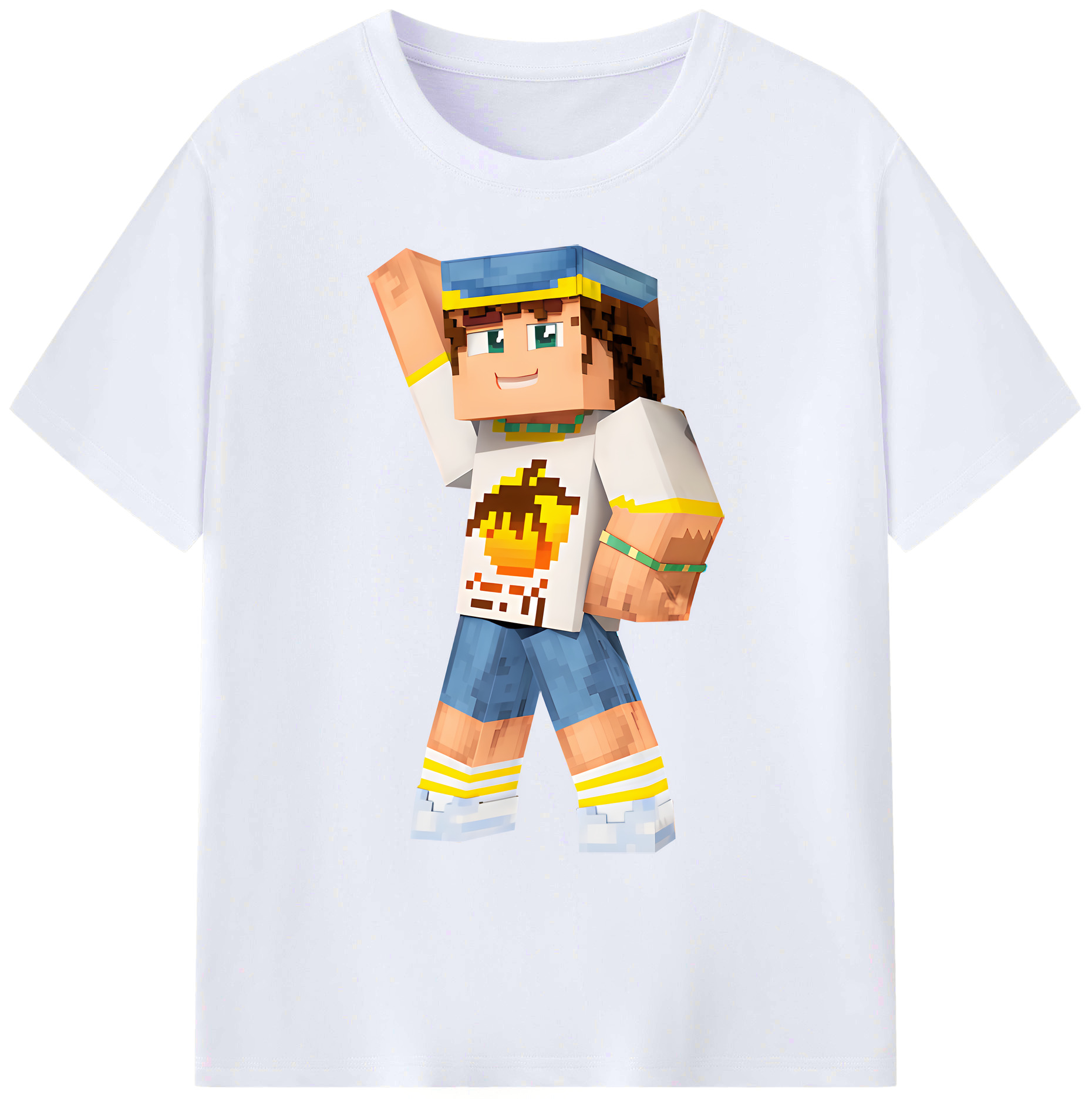 （画像用） マインクラフト ブロックの世界 Minecraft MC Block world 綿100％ メンズ半袖Tシャツ｜肌触りやわらか＆通気性