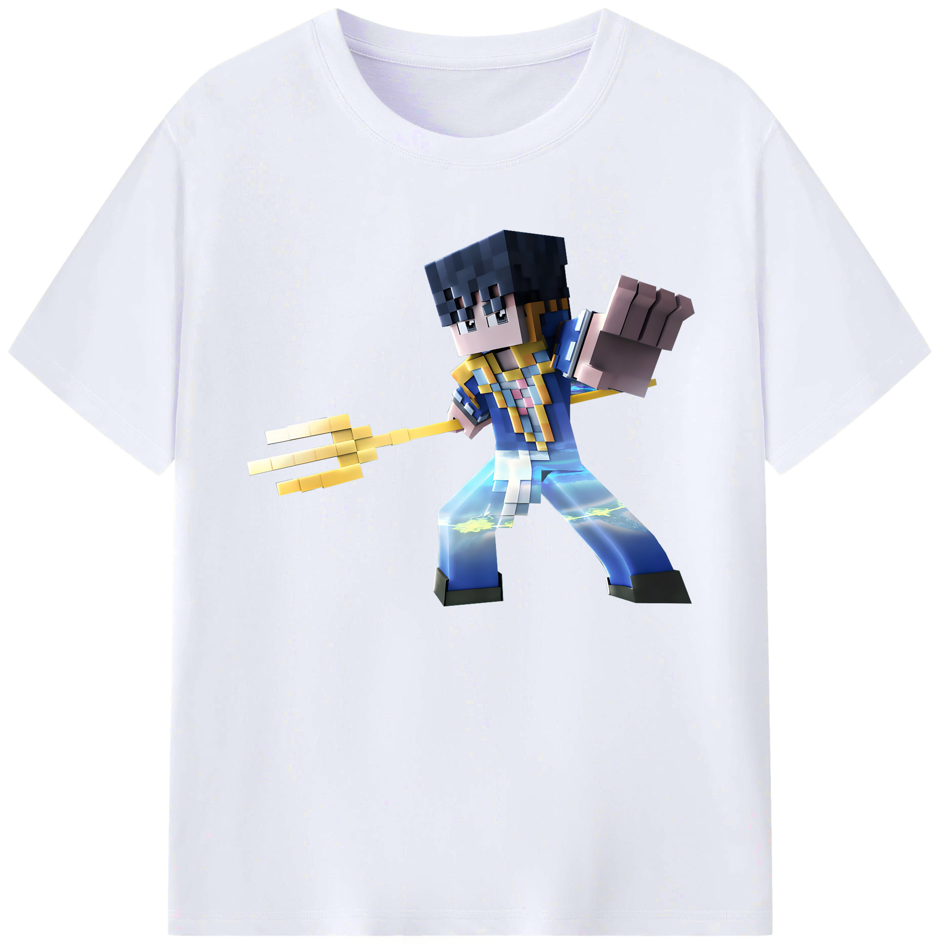 （画像用） マインクラフト ブロックの世界 Minecraft MC Block world 綿100％ メンズ半袖Tシャツ｜肌触りやわらか＆通気性