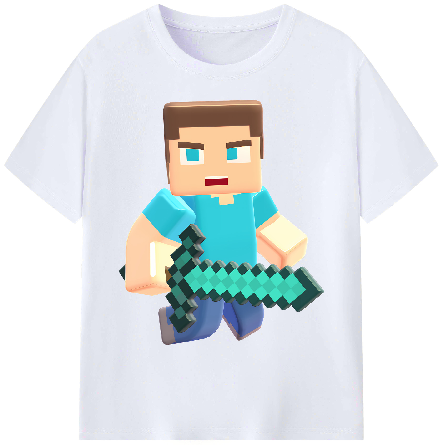 （画像用） マインクラフト ブロックの世界 Minecraft MC Block world 綿100％ メンズ半袖Tシャツ｜肌触りやわらか＆通気性