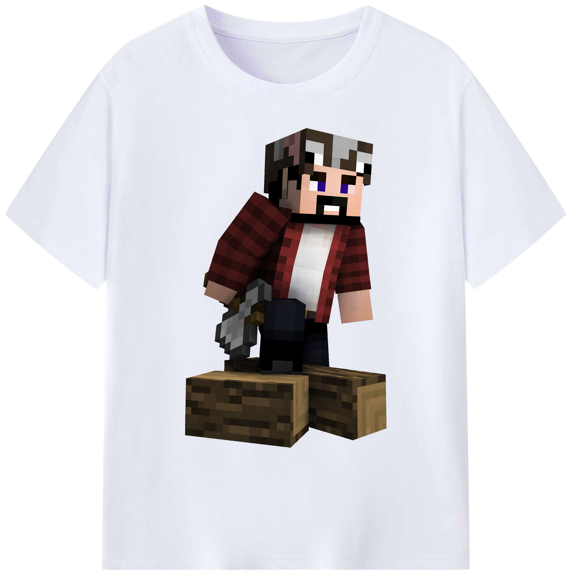 （画像用） マインクラフト ブロックの世界 Minecraft MC Block world 綿100％ メンズ半袖Tシャツ｜肌触りやわらか＆通気性