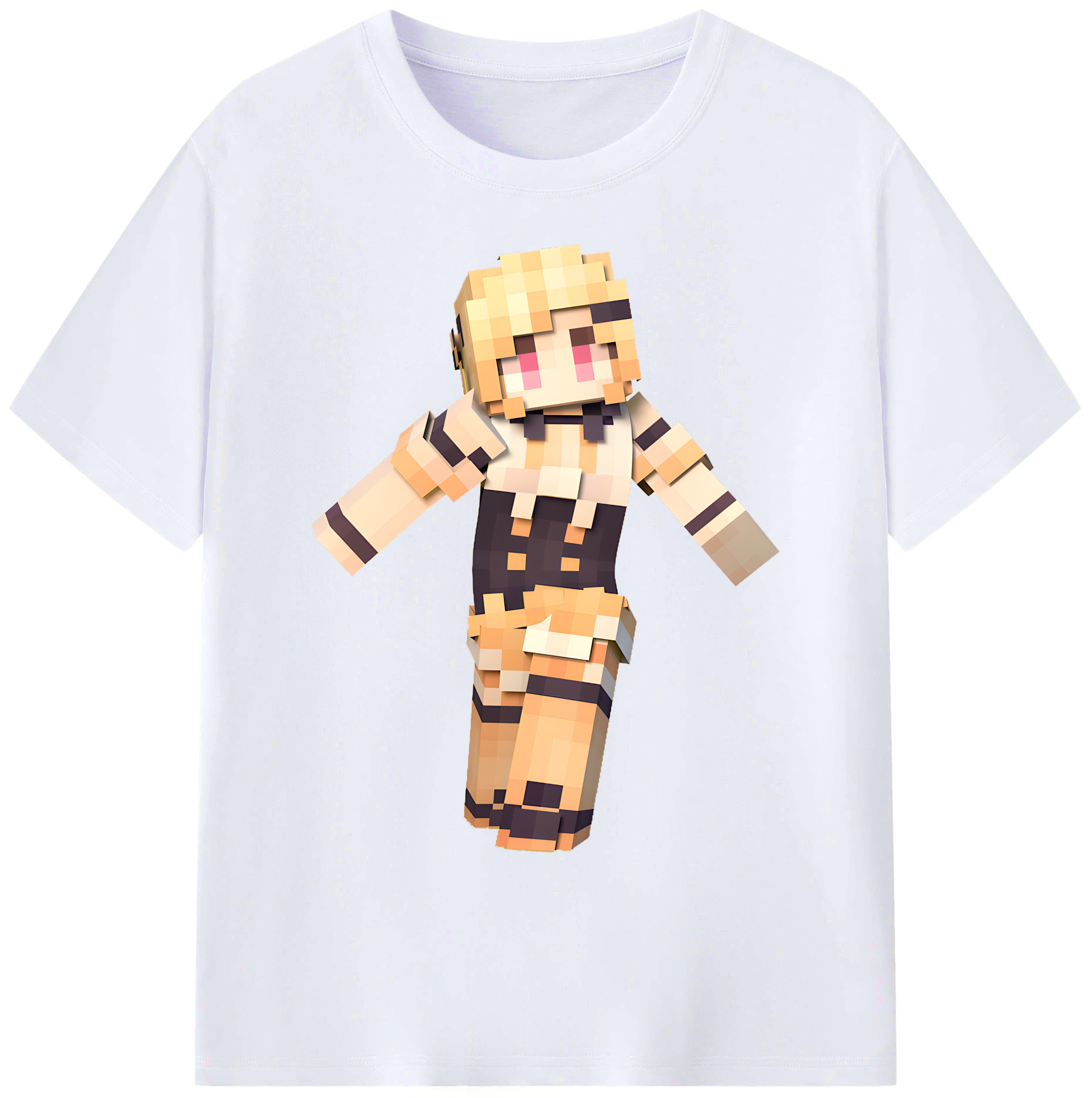 （画像用） マインクラフト ブロックの世界 Minecraft MC Block world 綿100％ メンズ半袖Tシャツ｜肌触りやわらか＆通気性