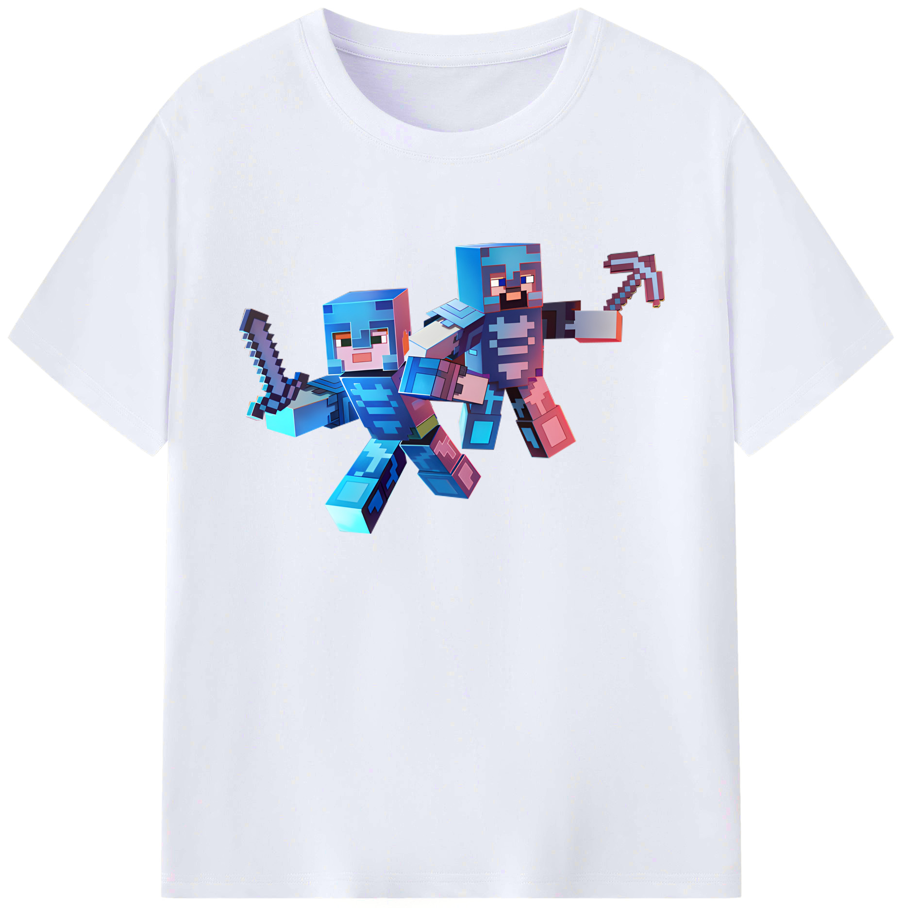 （画像用） マインクラフト ブロックの世界 Minecraft MC Block world 綿100％ メンズ半袖Tシャツ｜肌触りやわらか＆通気性