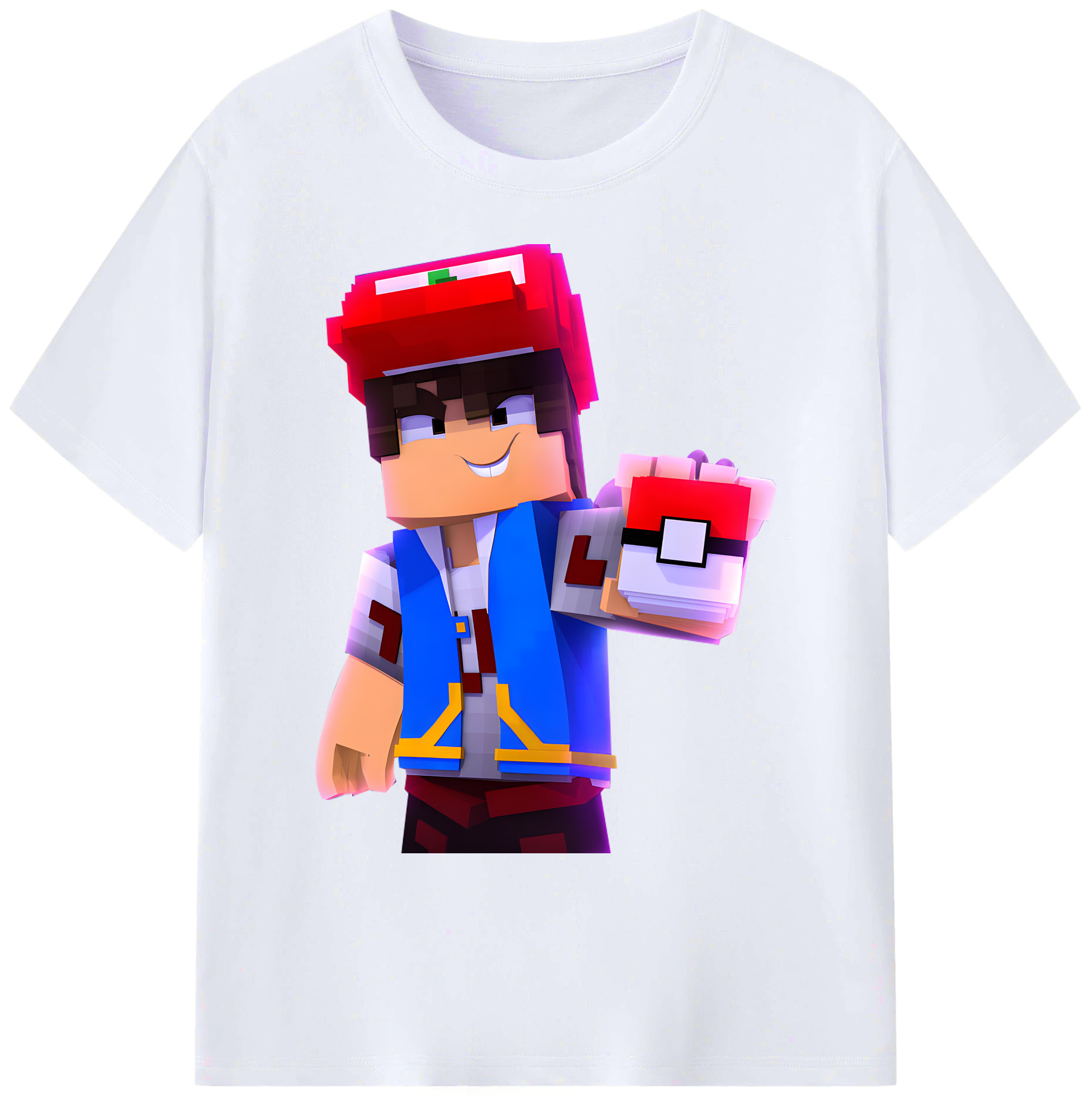 （画像用） マインクラフト ブロックの世界 Minecraft MC Block world 綿100％ メンズ半袖Tシャツ｜肌触りやわらか＆通気性