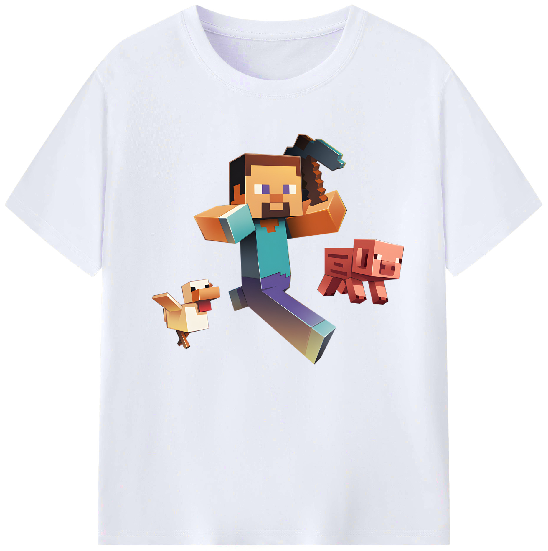 （画像用） マインクラフト ブロックの世界 Minecraft MC Block world 綿100％ メンズ半袖Tシャツ｜肌触りやわらか＆通気性