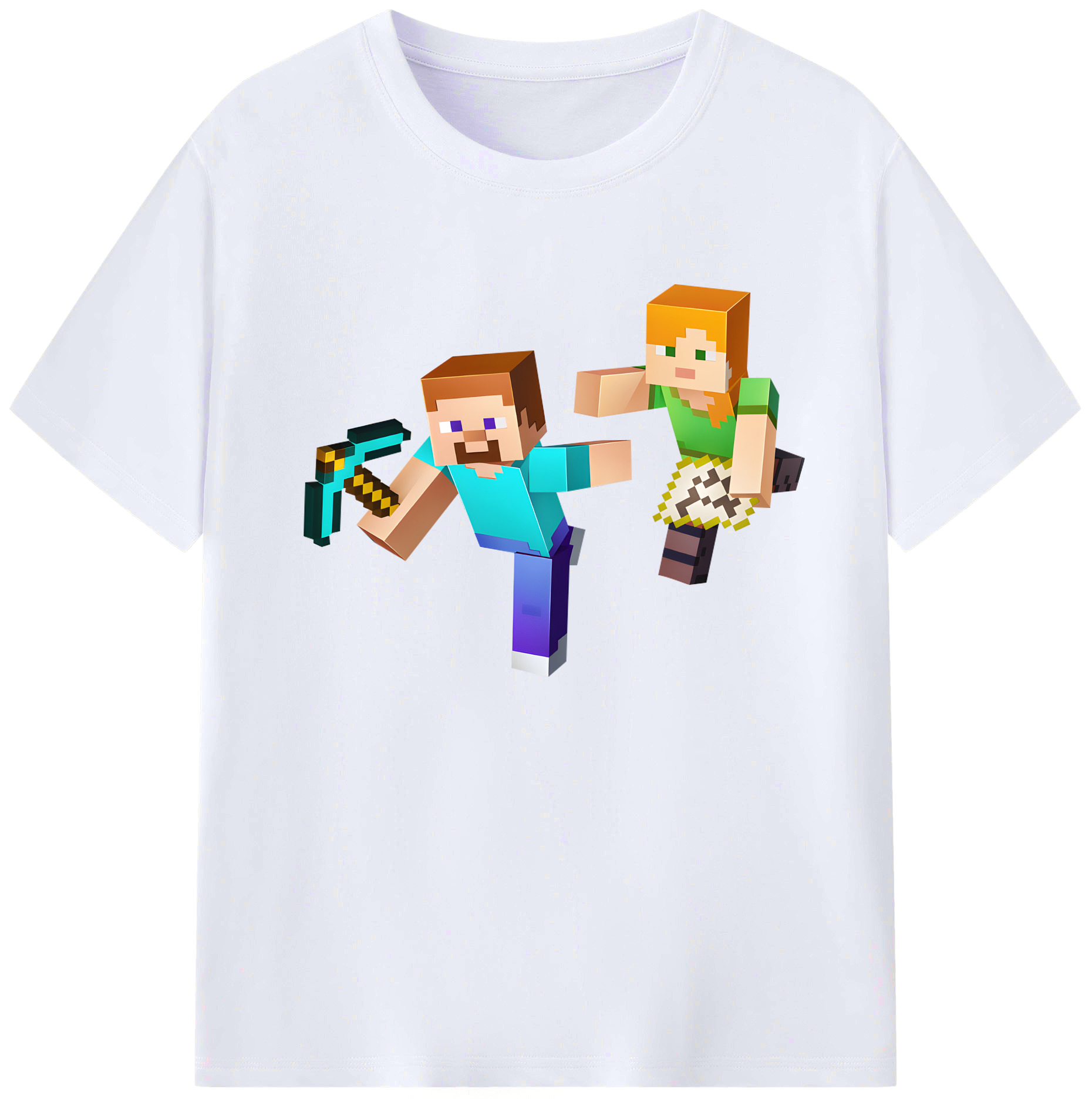 （画像用） マインクラフト ブロックの世界 Minecraft MC Block world 綿100％ メンズ半袖Tシャツ｜肌触りやわらか＆通気性