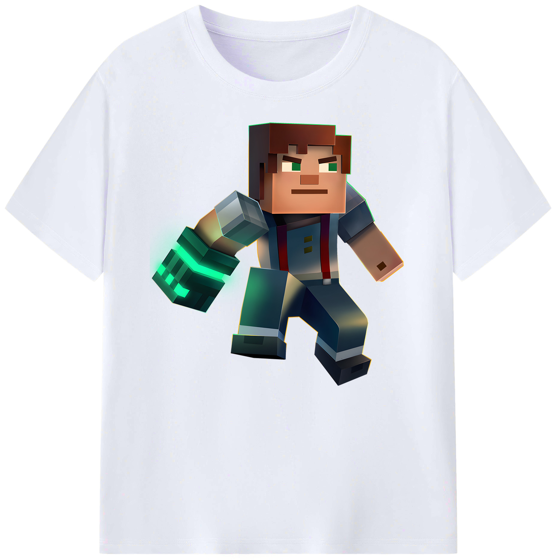 （画像用） マインクラフト ブロックの世界 Minecraft MC Block world 綿100％ メンズ半袖Tシャツ｜肌触りやわらか＆通気性