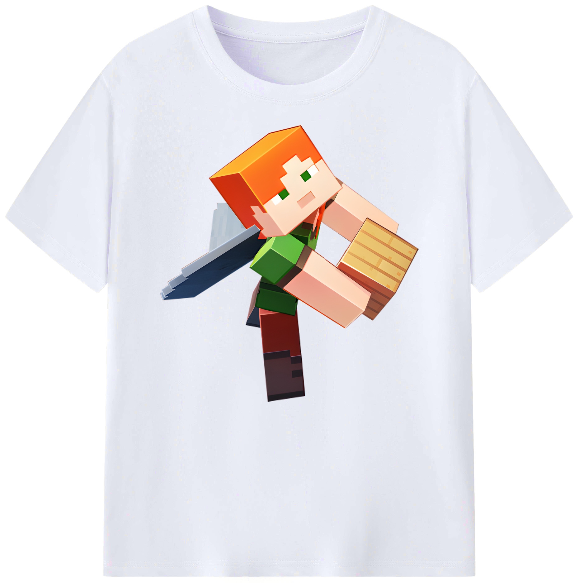 （画像用） マインクラフト ブロックの世界 Minecraft MC Block world 綿100％ メンズ半袖Tシャツ｜肌触りやわらか＆通気性