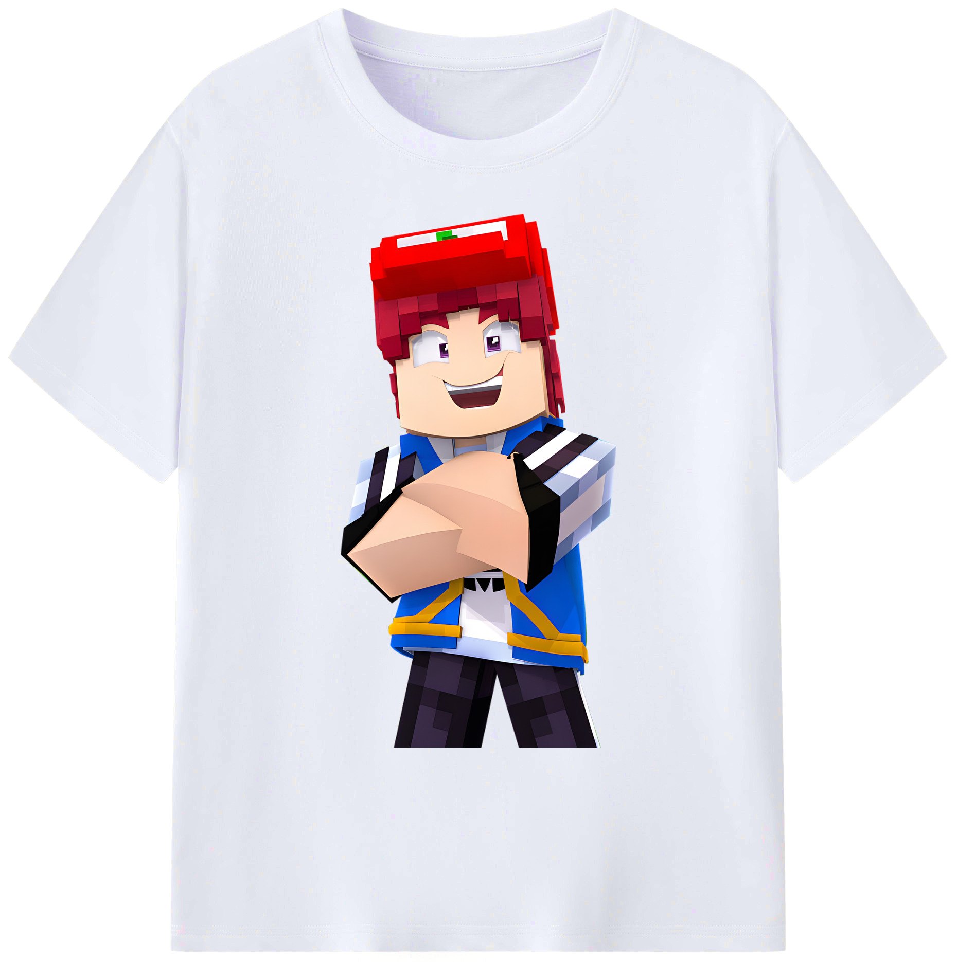 （画像用） マインクラフト ブロックの世界 Minecraft MC Block world 綿100％ メンズ半袖Tシャツ｜肌触りやわらか＆通気性