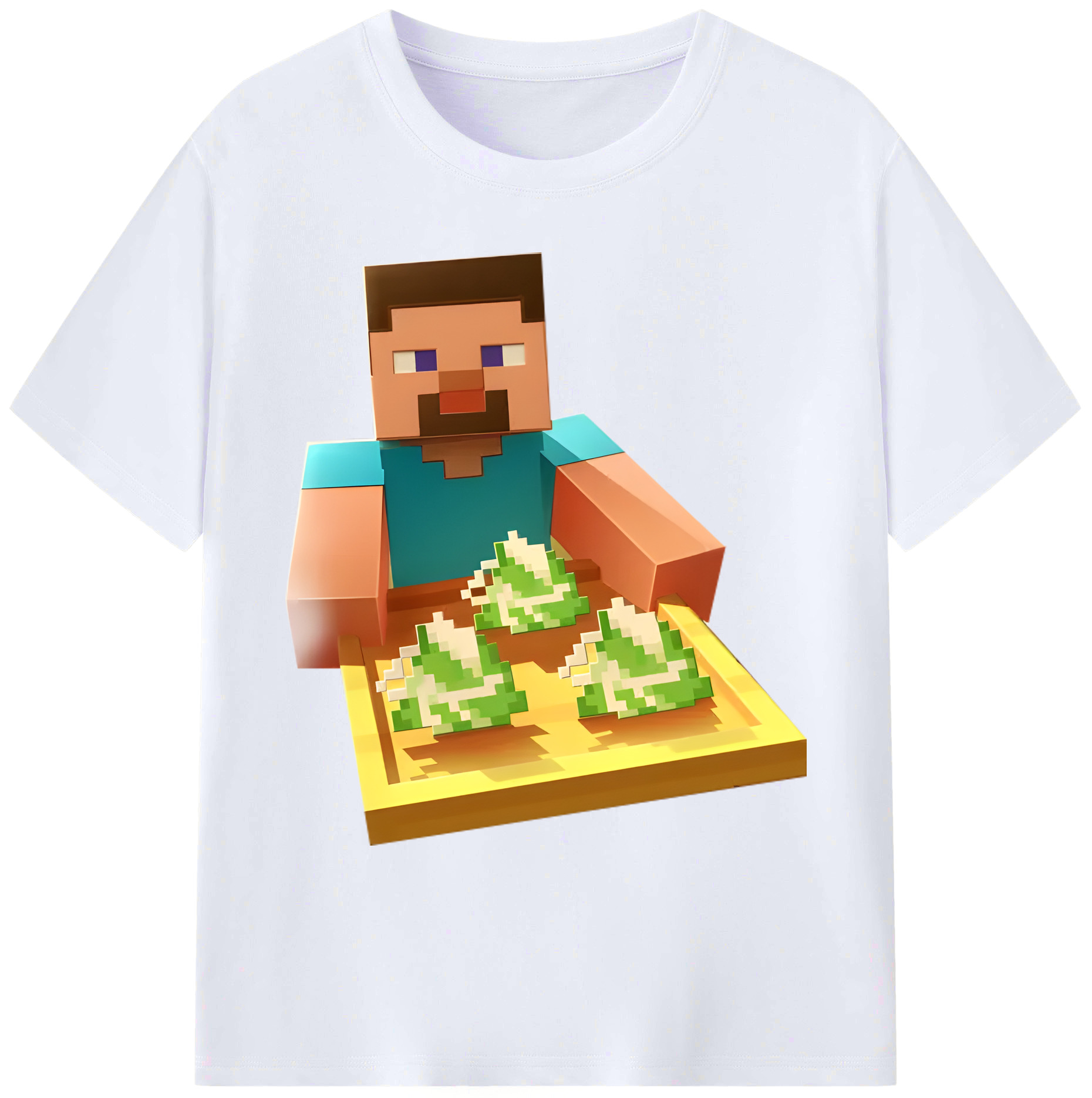 （画像用） マインクラフト ブロックの世界 Minecraft MC Block world 綿100％ メンズ半袖Tシャツ｜肌触りやわらか＆通気性