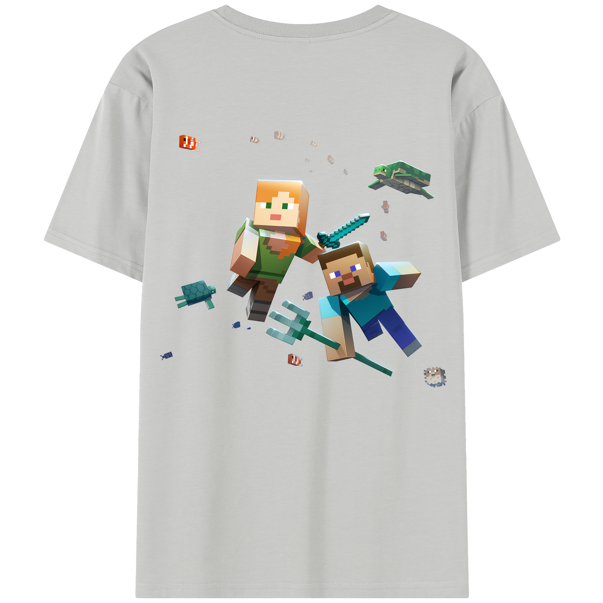 （画像用） マインクラフト ブロックの世界 Minecraft MC Block world レディース半袖Tシャツ(バックプリント)